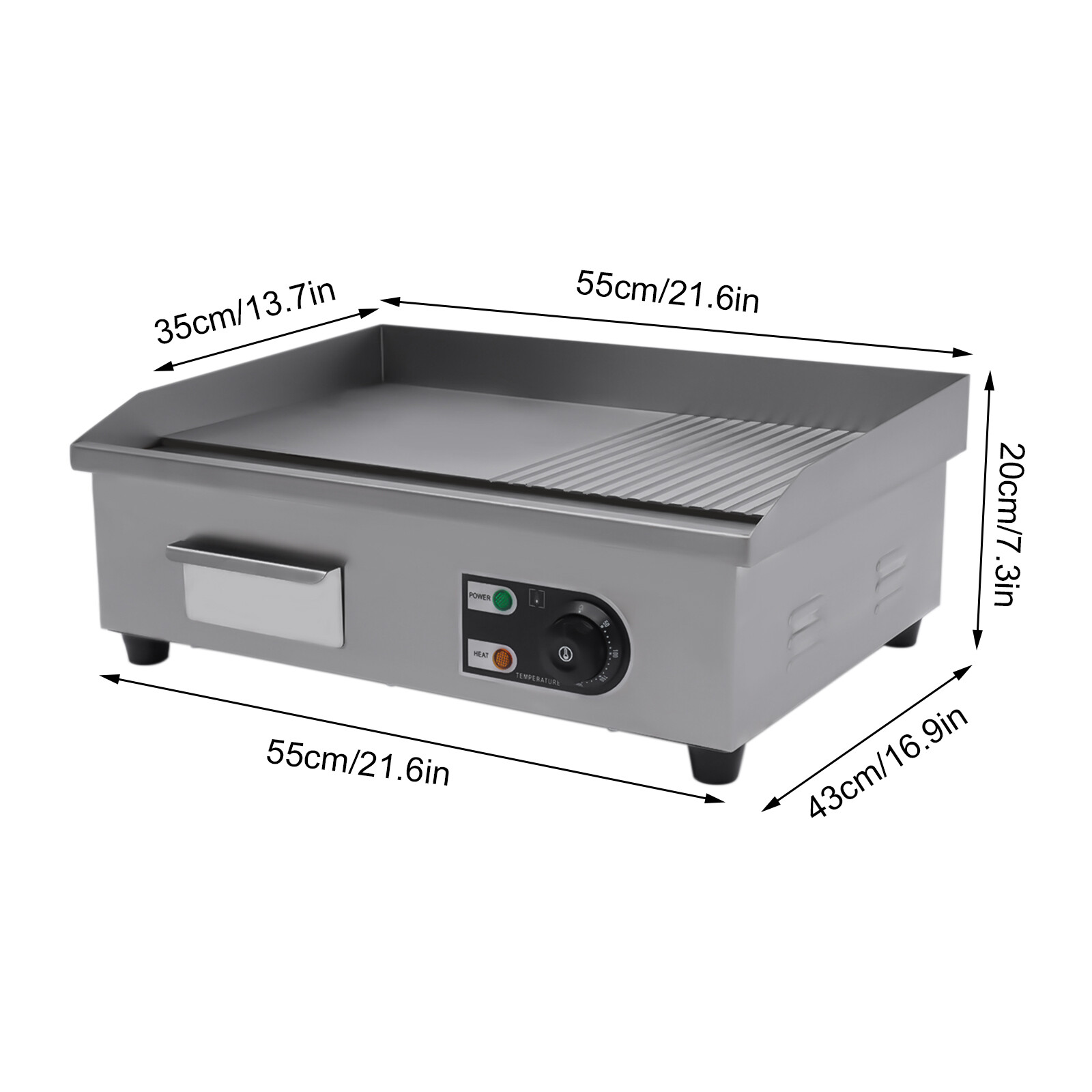 22 Commercial Electric Tabletop Griddle Flat Top Grill Hot Plate BBQ 1600W!