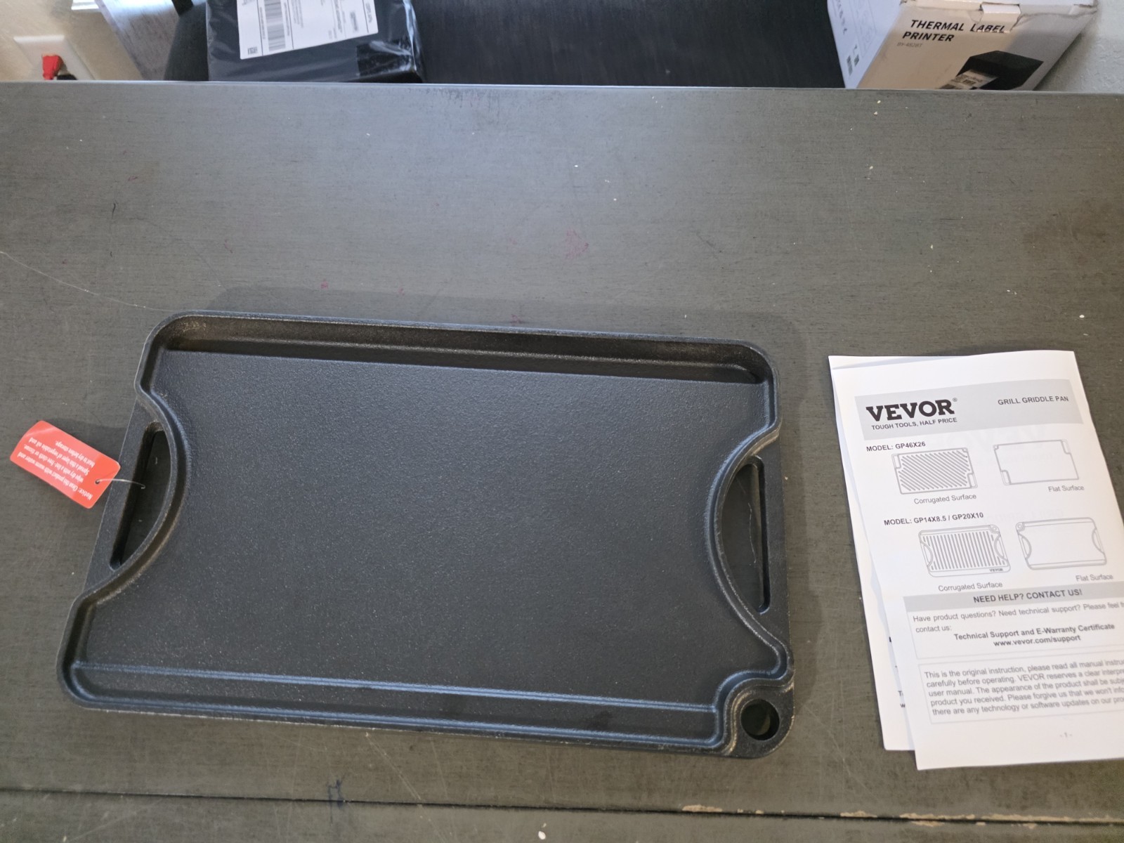 VEVOR Reversible Grill/Griddle, 14×8.5 inch Pre-Seasoned Cast Iron Griddle, Port