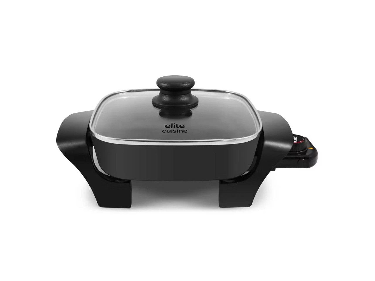 Elite Cuisine EG688 8″ Non-stick Electric Skillet with Tempered Glass Vented Lid