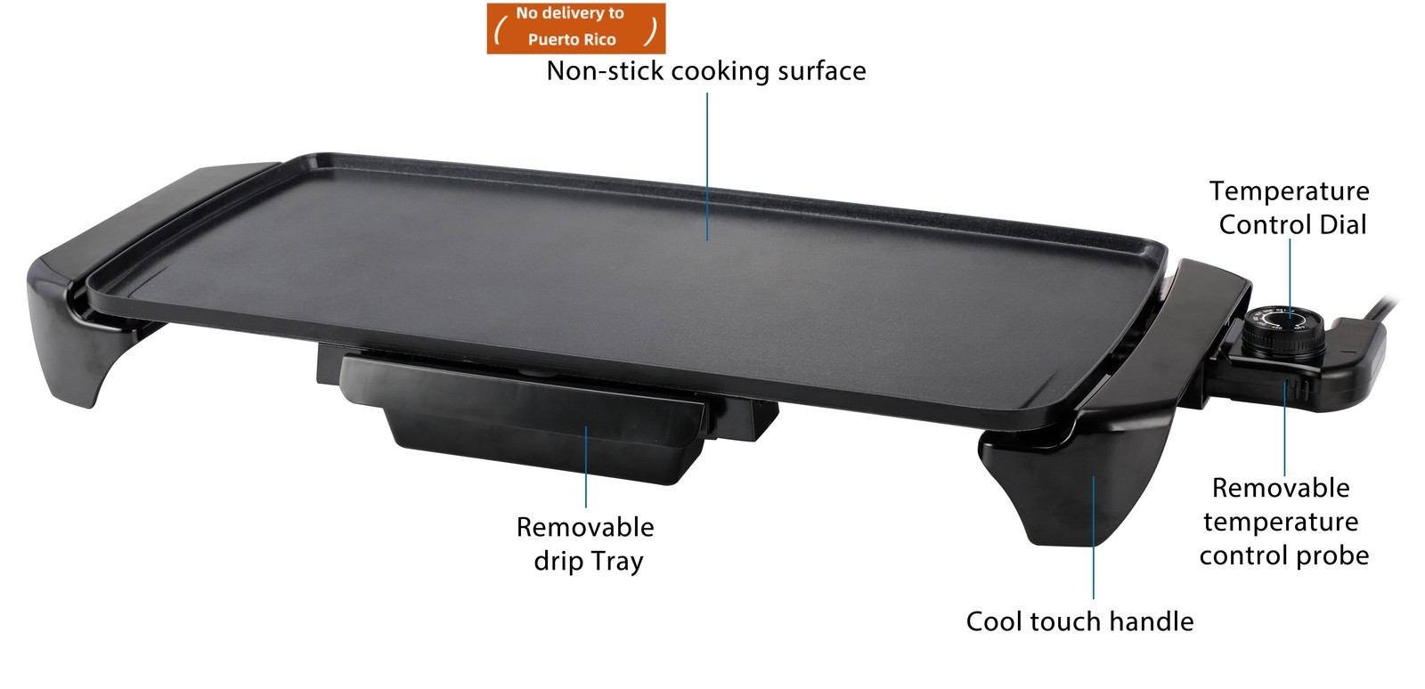 Mainstays 20″ Electric Griddle, 1500W Non-Stick Ceramic