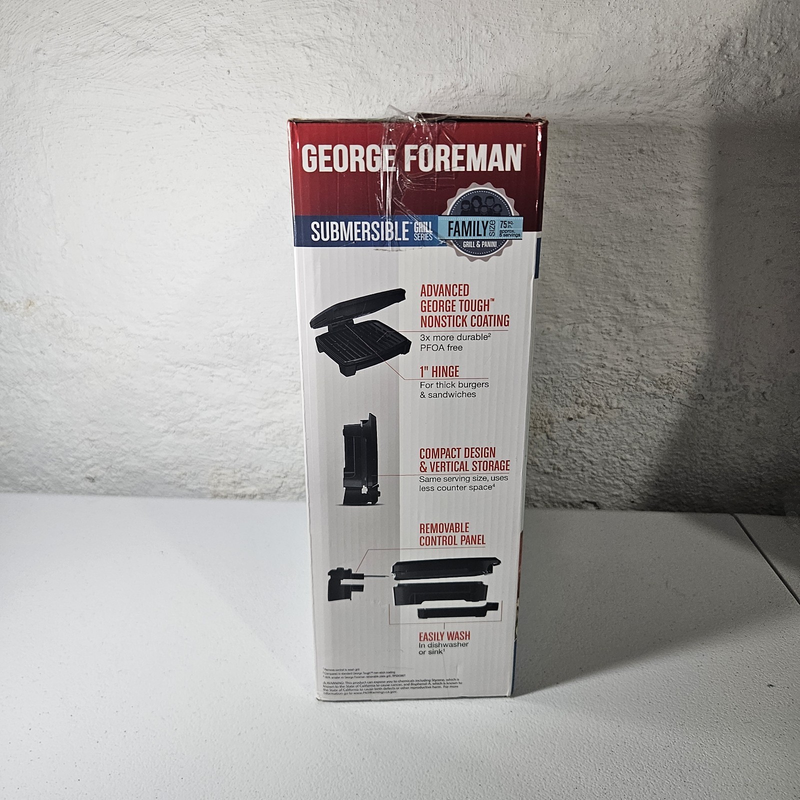 George Foreman – GRECV075B – 5-Serving Submersible Grill – Black Plates