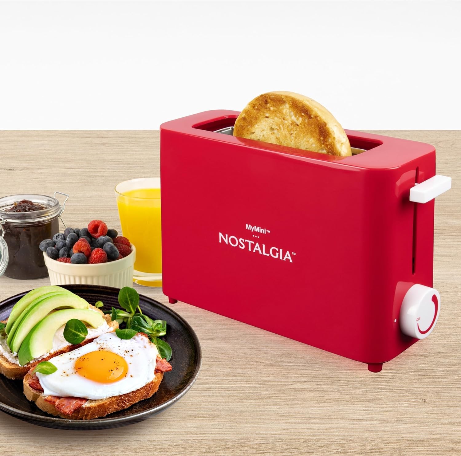 Nostalgia MyMini Single Slice Toaster | 1.25″ Wide Slot, Portion Control, Red