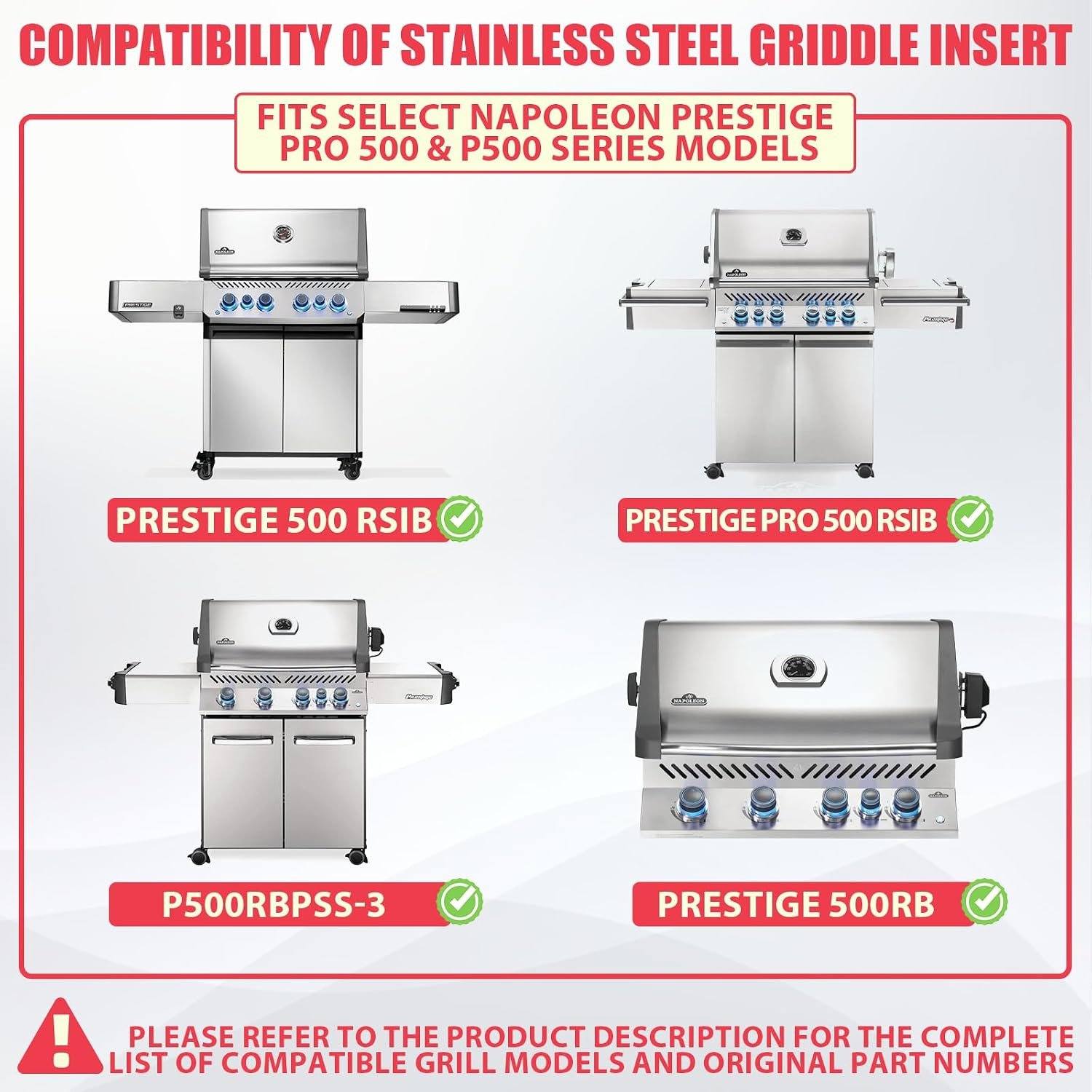 Full Size Griddle Insert for Napoleon Prestige PRO 500 & Built-In Prestige 500