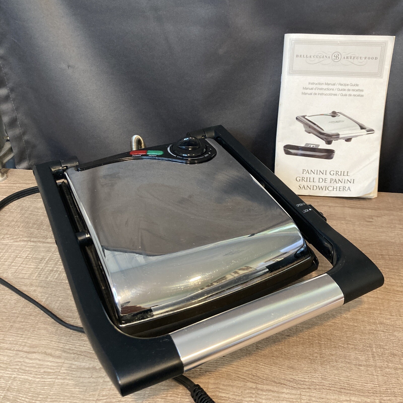 Bella Cucina, Artful Food, Panini Grill, Stainless Steel And Black