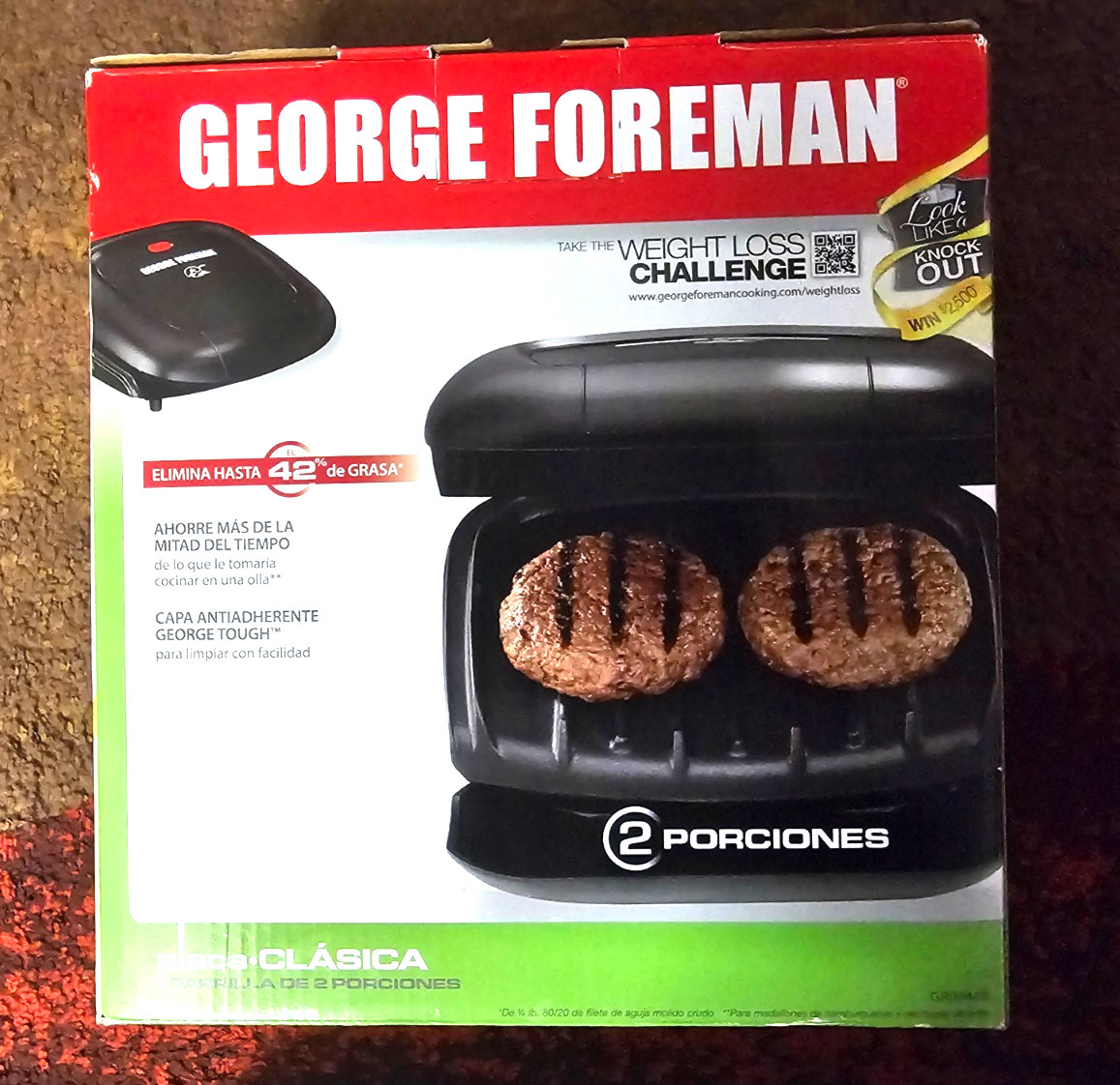 GEORGE FOERMAN 2-SERVING CLASSIC GRILL AND PANINI COOK NIB WEIGHT LOSS CHALLENGE