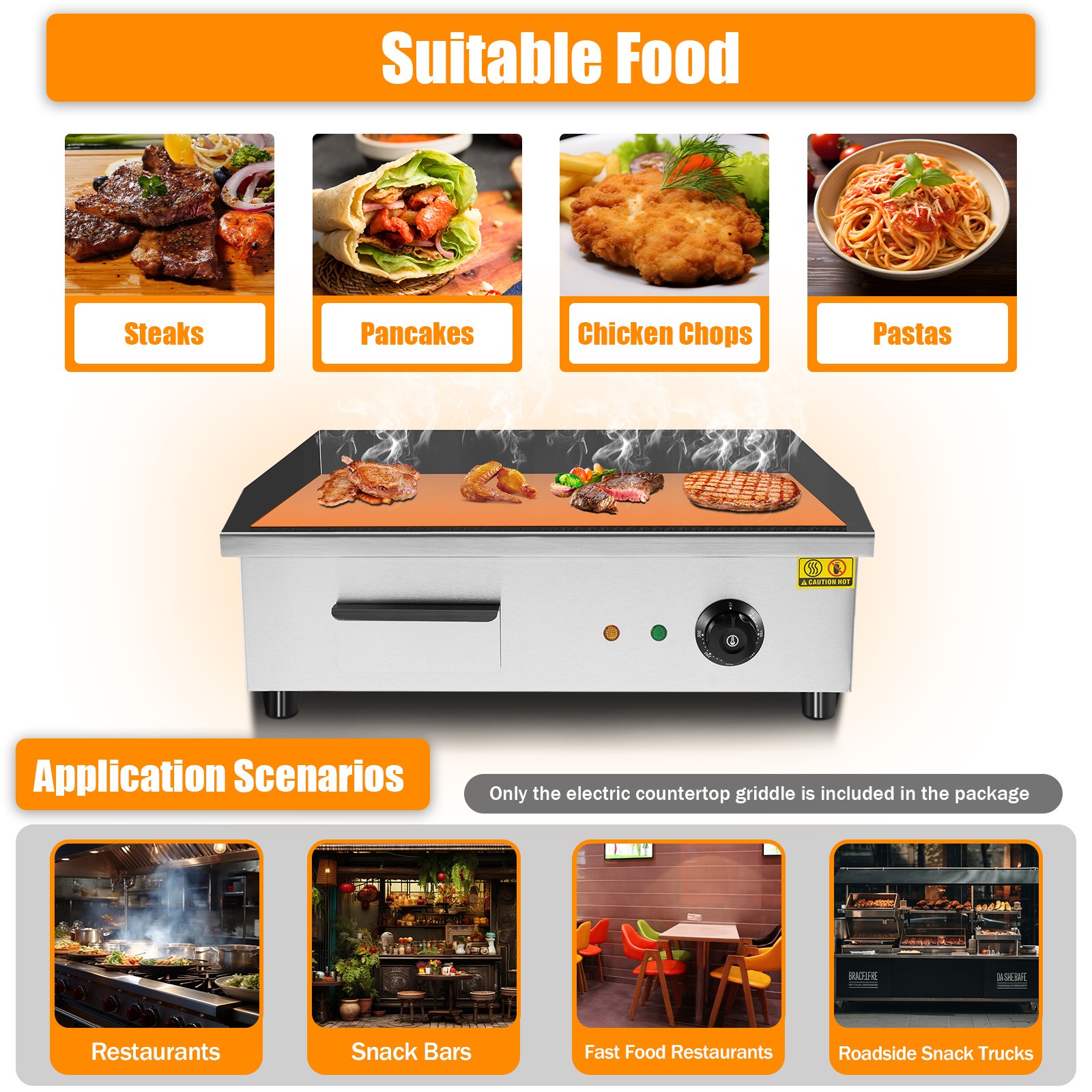 1.6KW Commercial Electric Griddle Cooktop Flat Top Plate Restaurant Grill BBQ US
