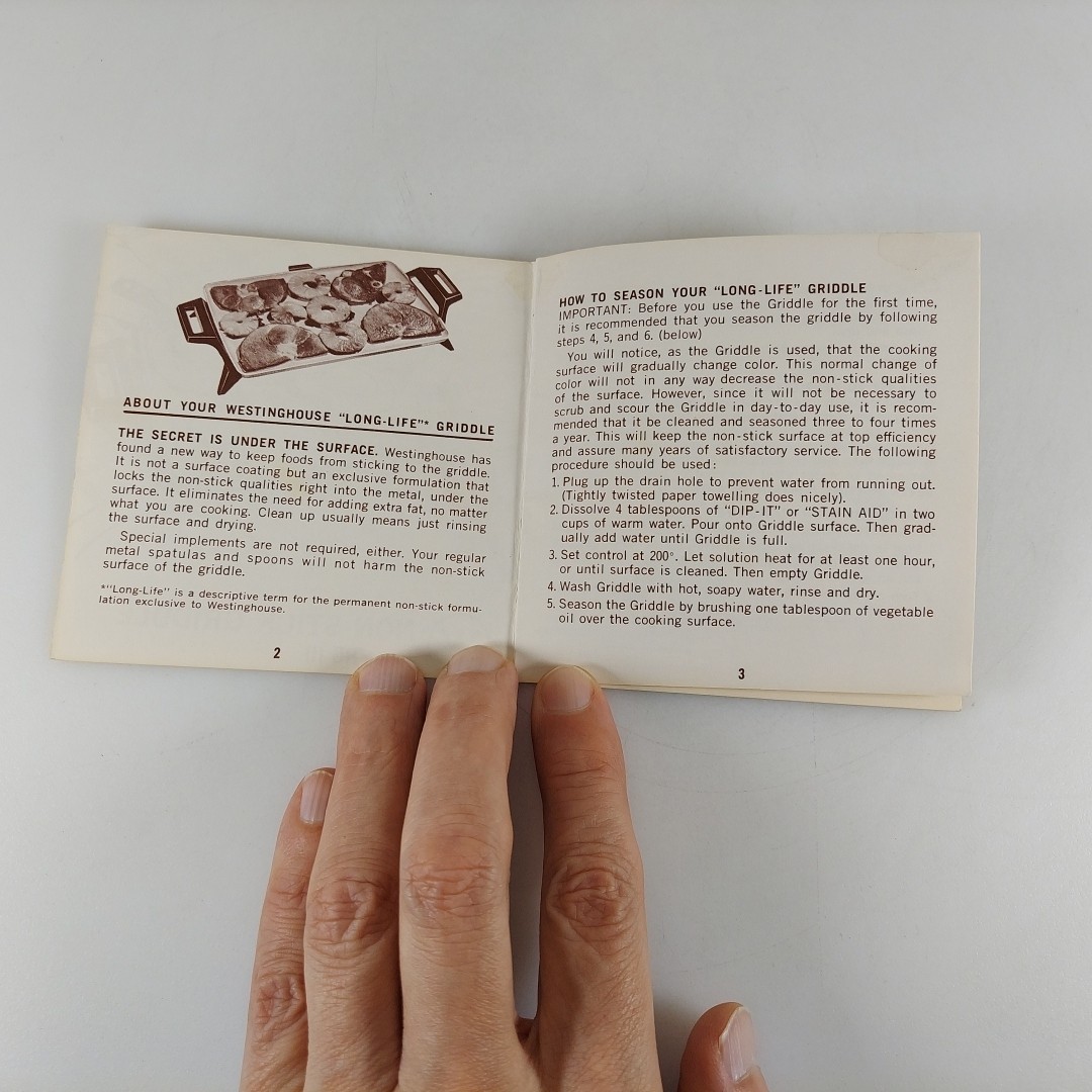 Westinghouse Non-Stick Griddle Model HG 10 User Manual & Recipe Booklet