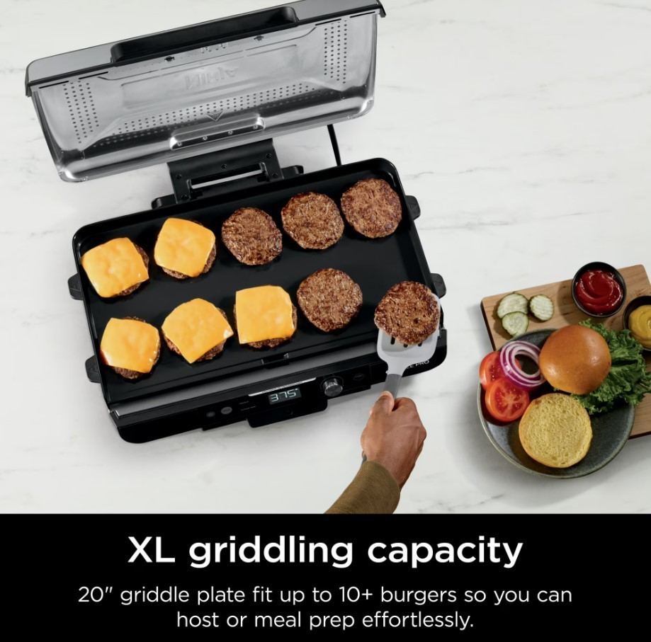Ninja Sizzle Pro XL 20″ Indoor Griddle & Grill with ProTemp Black