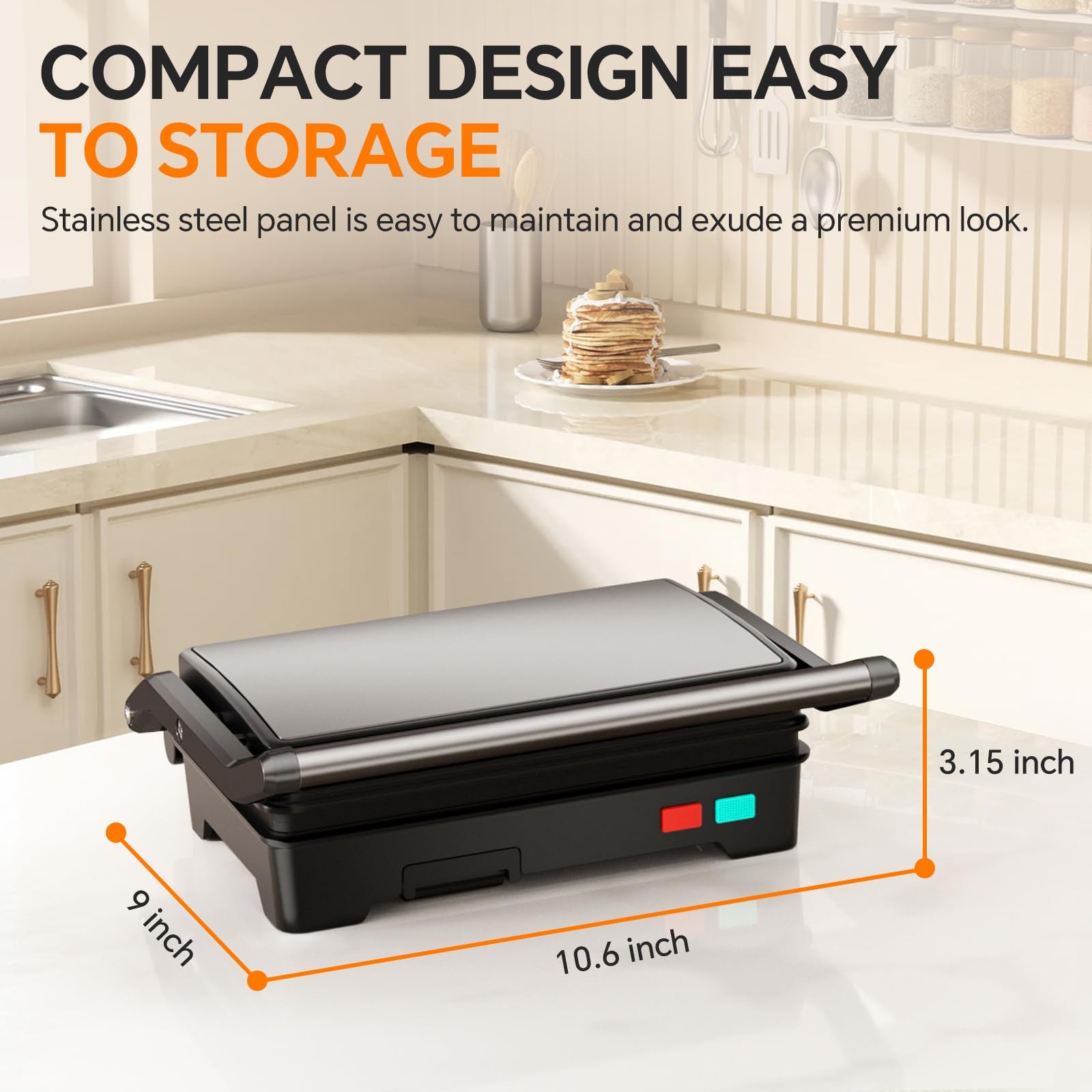 Panini Press Grill, 1000W Sandwich Maker with Non-Stick Coated Plates, Opens …