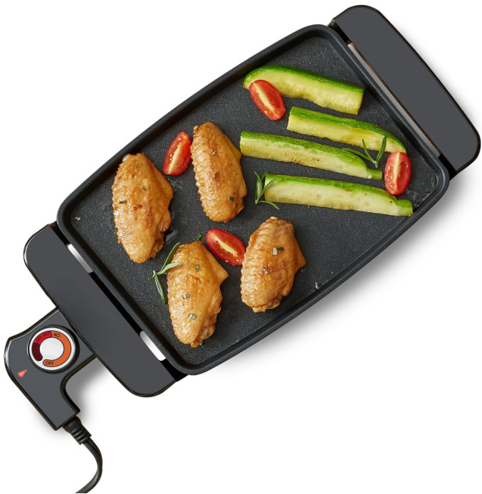 Plancha Eléctrica Compacta 9.75×7″, Antiadherente con Termostato Ajustable,Nuevo