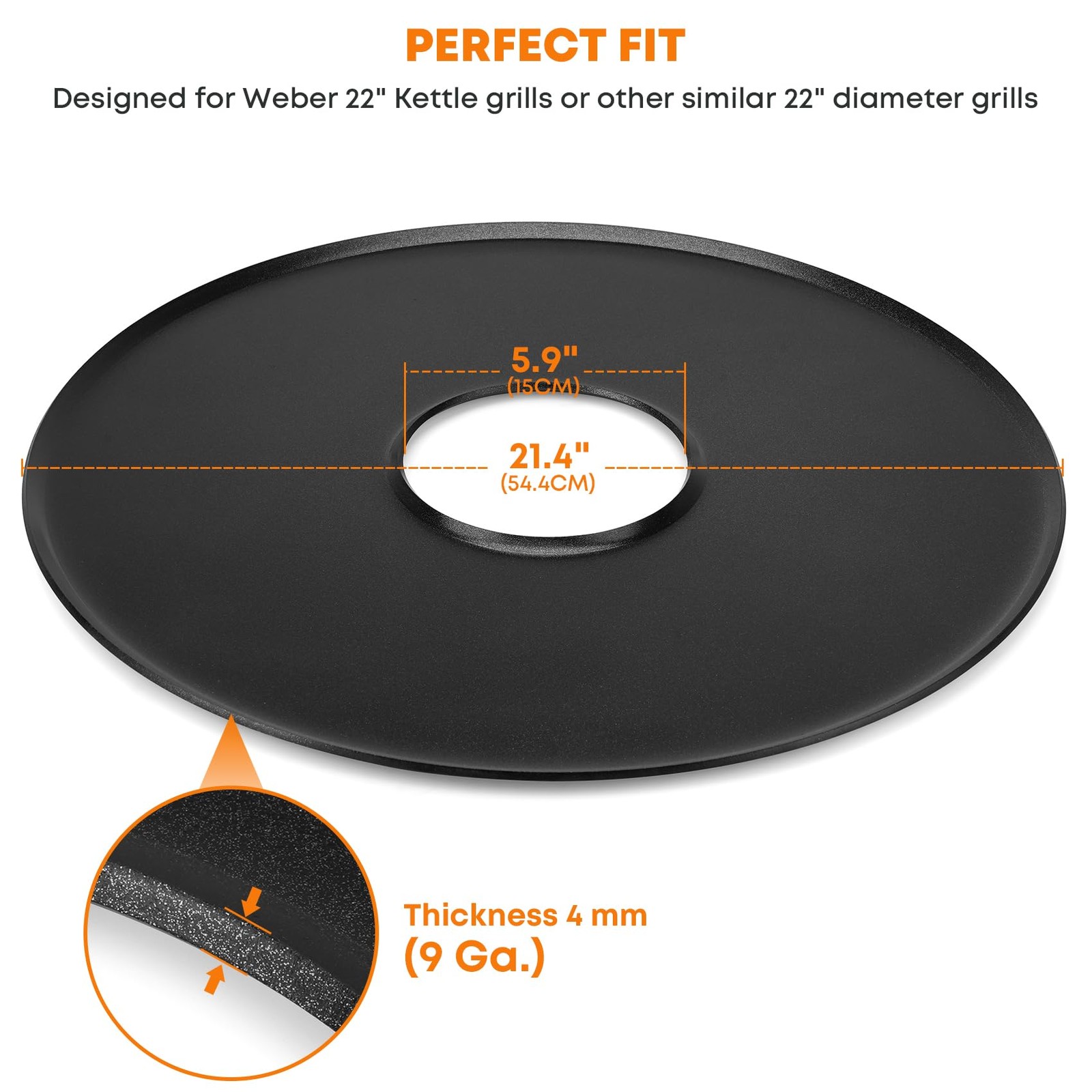 Stanbroil Round Griddle Insert Weber 22 Kettle Charcoal Grill Nonstick Coating