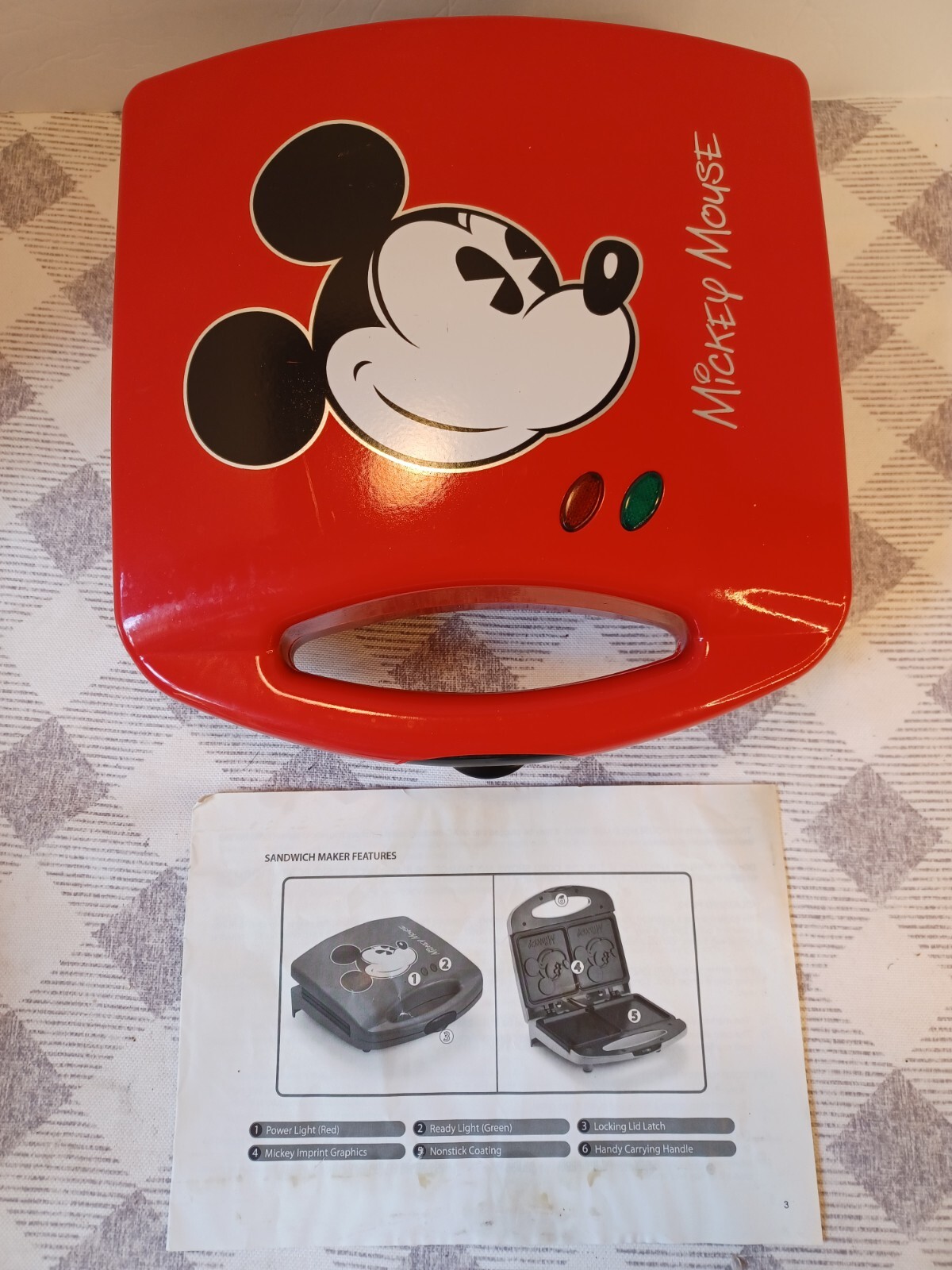 Disney Mickey Mouse French Toast Hot Sandwich Maker DCM-51 600W Tested & Working