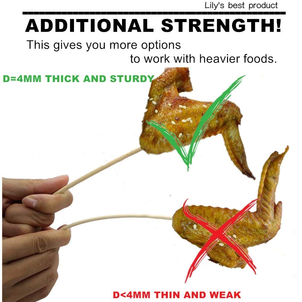 HOPELF 6″ Natural Bamboo Skewers for 6 inch,