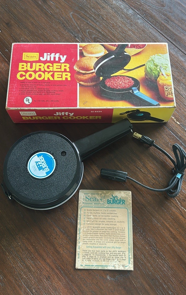 Vintage Sears Jiffy Burger Cooker Indoor Electric Grill Non-Stick