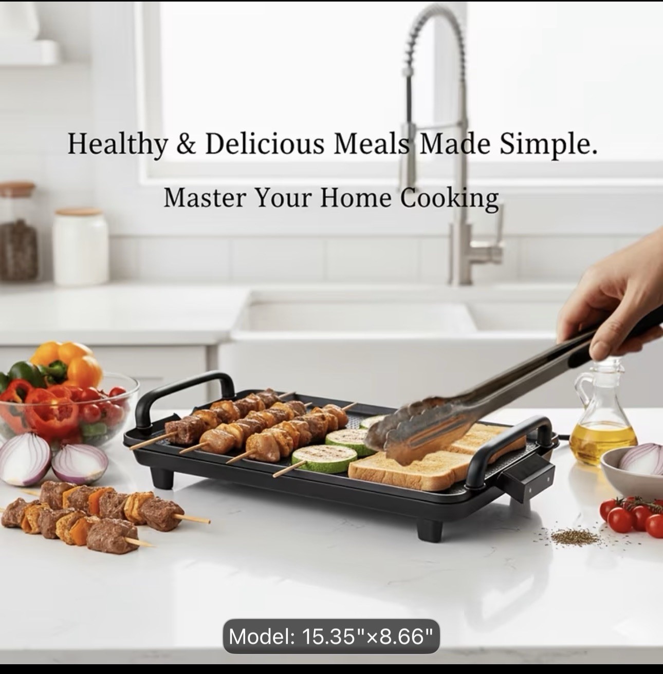 Non Stick Electric Grill & Griddle Indoor BBQ Plate Grill Steaks Small Size