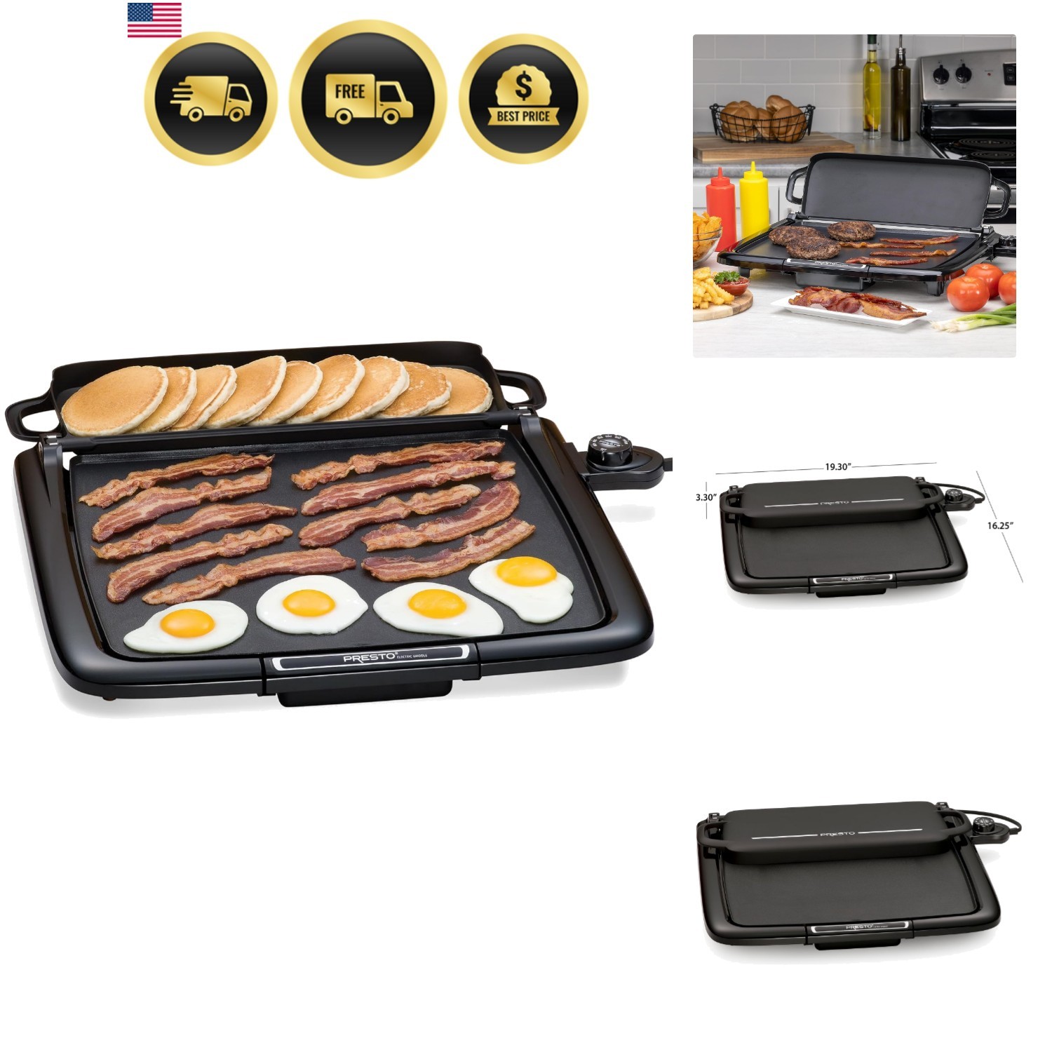 XL Cool-Touch Electric Griddle and Warmer Plus