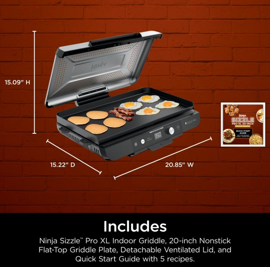 Ninja Sizzle Pro XL 20″ Indoor Griddle & Grill with ProTemp Black