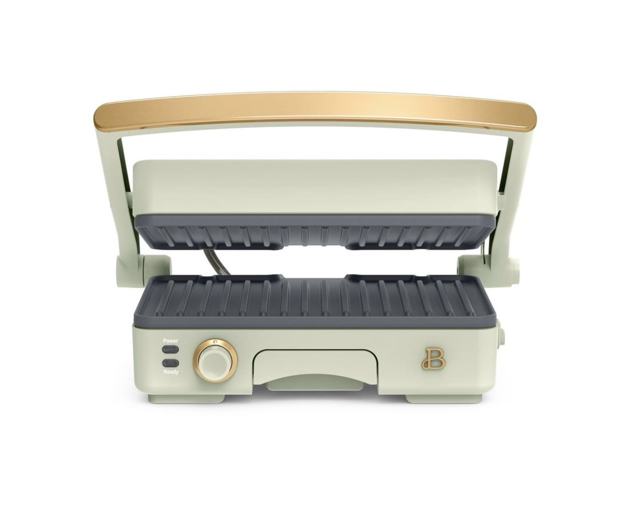 Beautiful 2-in-1 Panini Press Grill Sage Green Drew Barrymore Nonstick