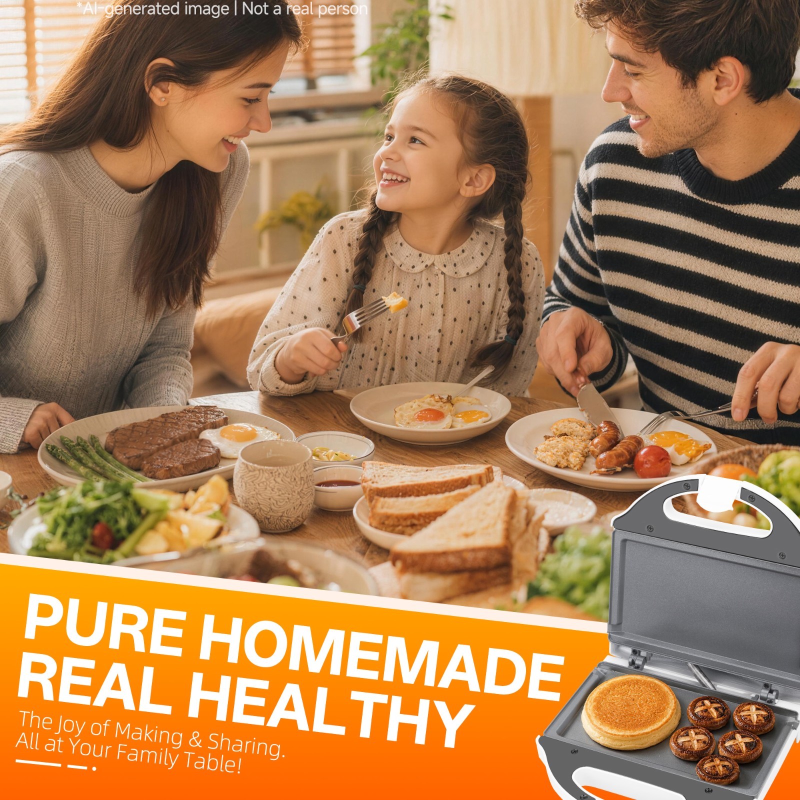 AshGlen Ceramic Mini Panini Press, Breakfast Ceramic Mini Sandwich Maker