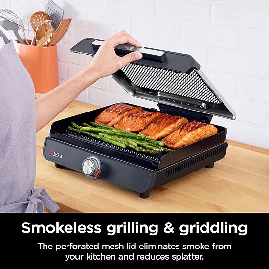 Ninja Sizzle GR101 Indoor Grill & Griddle 500°F 1450W Free Shipping