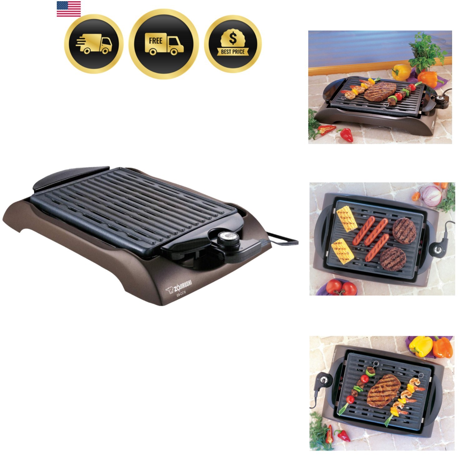 Indoor Electric Grill Nonstick Dishwasher Safe Perfect for Grilling Vegetables
