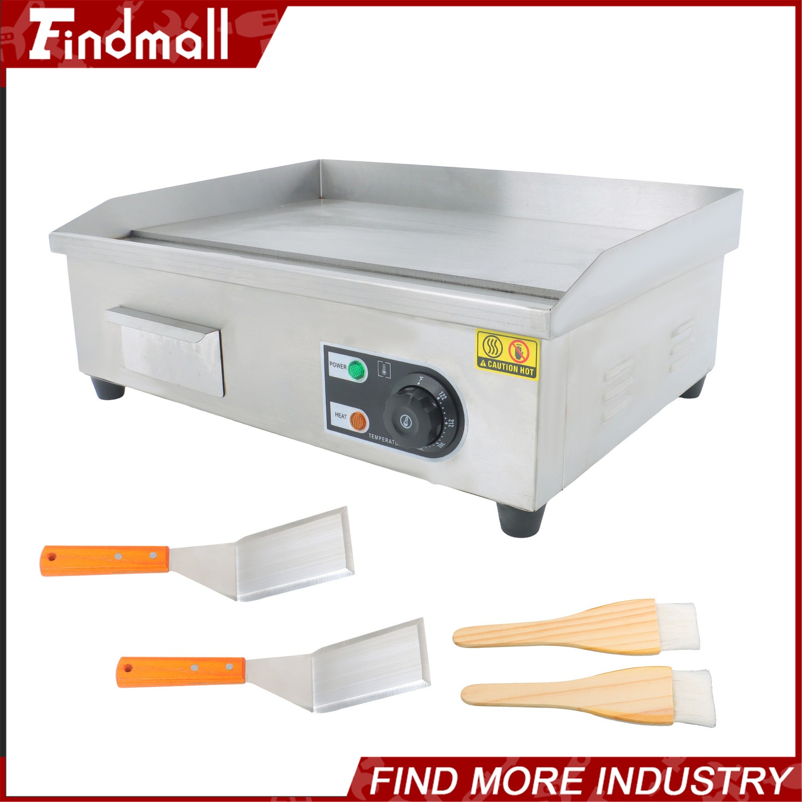 Commercial Electric Griddle 1600W 22″ Stainless Steel Flat Grill 50-300℃