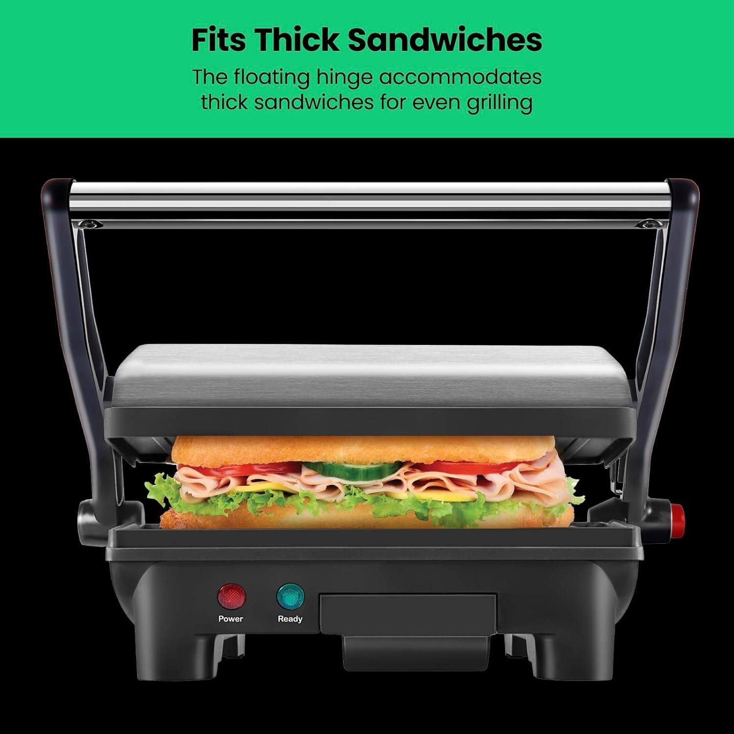 Chefman Electric Panini Press Grill, Compact 2-Slice Sandwich Maker, Non-Stick C