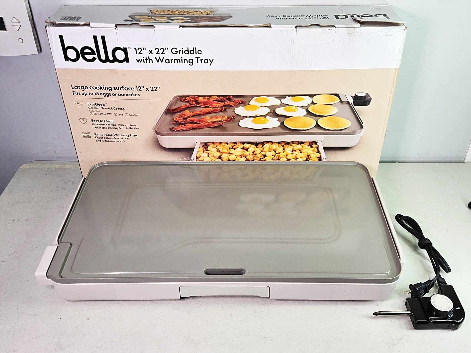 Bella 12″ x 22″ Griddle with Warming Tray TXG-621A