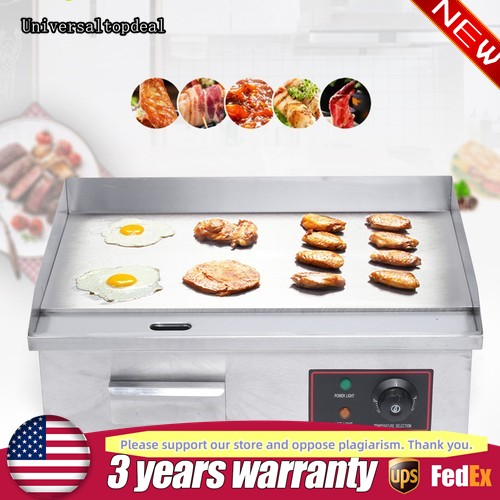 22″ Commercial Electric Griddle Flat Top Grill Hot Plate BBQ Countertop 1.6kw