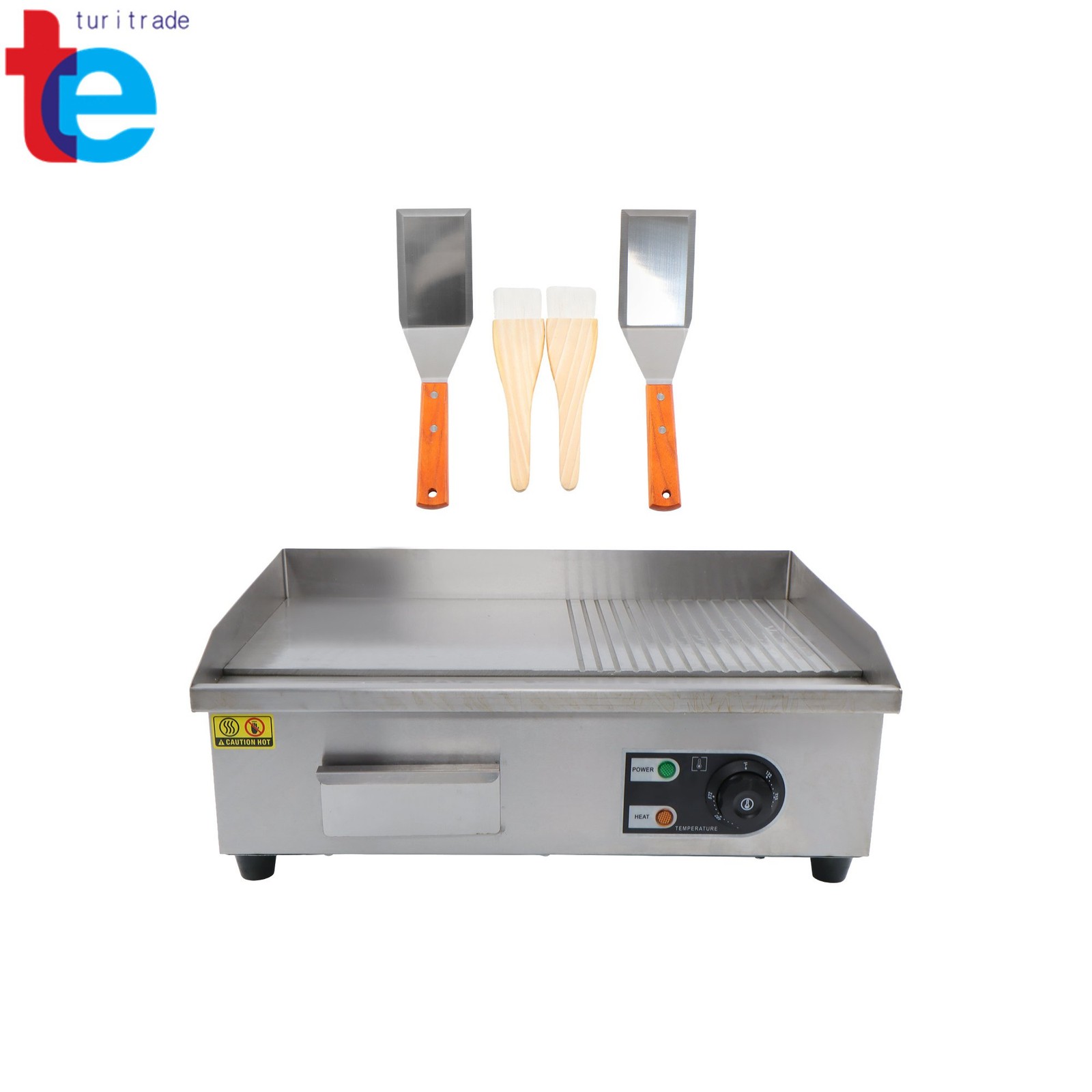 Commercial Electric Griddle, 1600W Countertop Half-Flat Top Grill, 22in