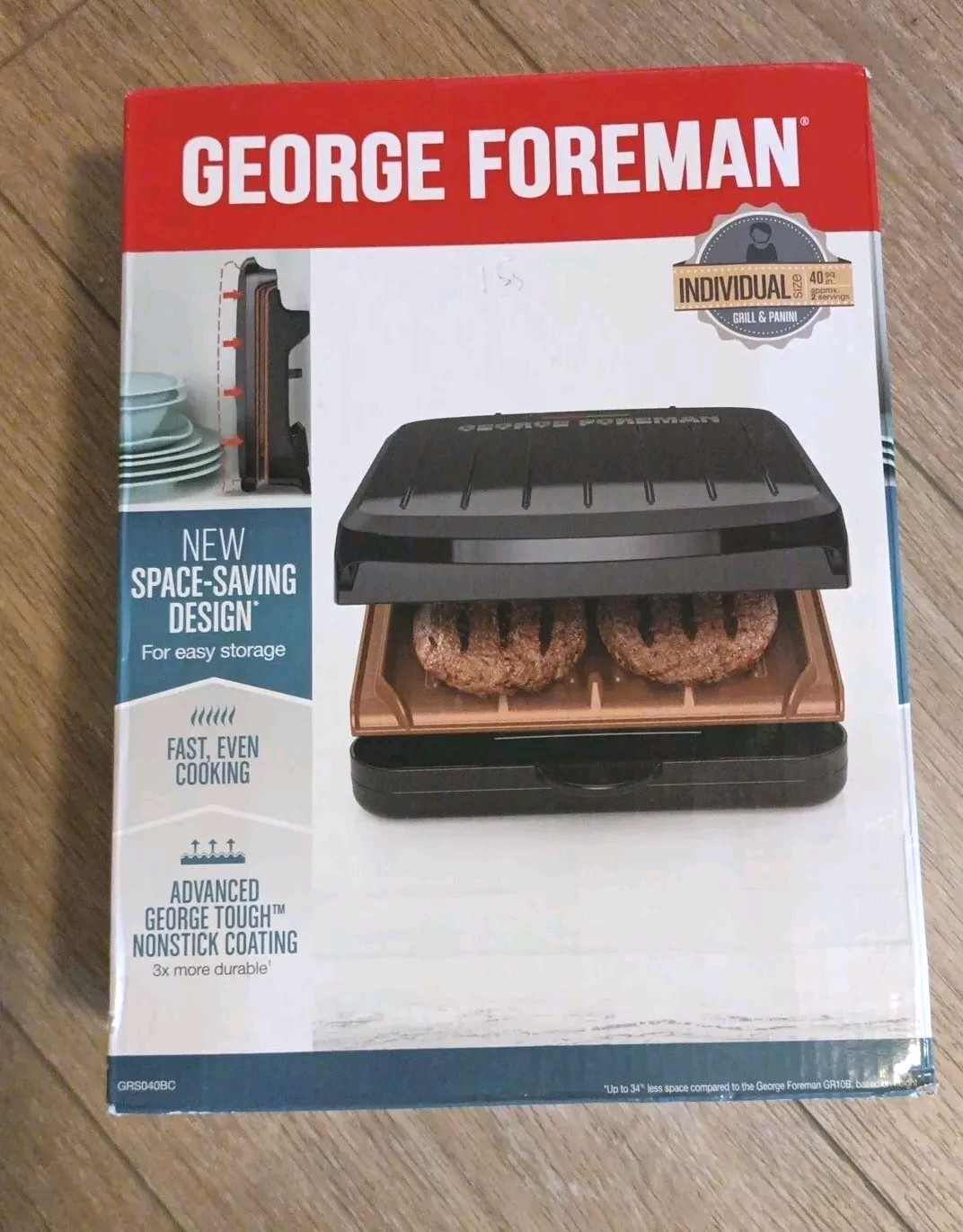 George Foreman Grill Panini Space Saving Copper Nonstick 40″ BRAND NEW In Box