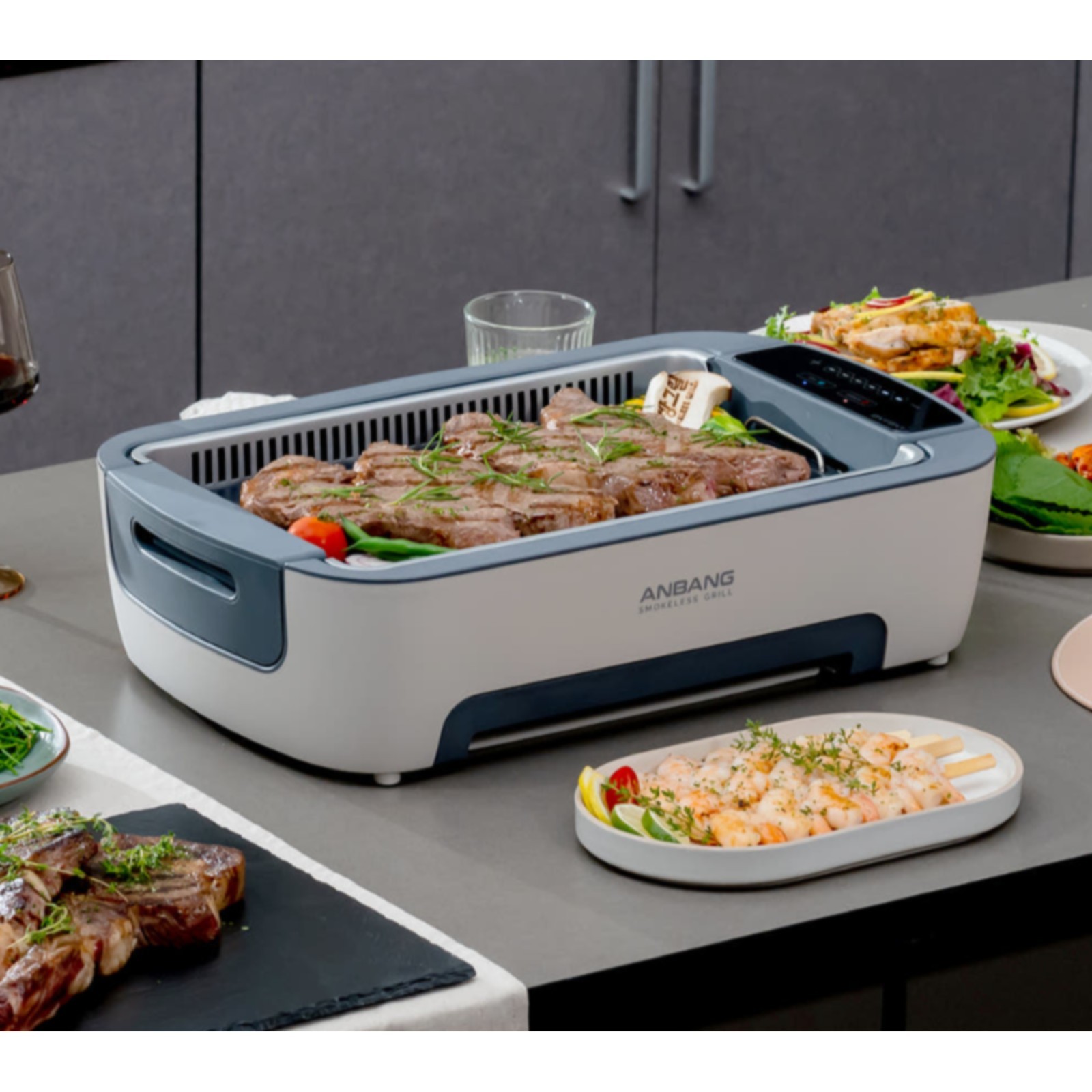 ANBANG AB901MF Smokeless Electric Grill Indoor BBQ 1500W Dual Fan 220V