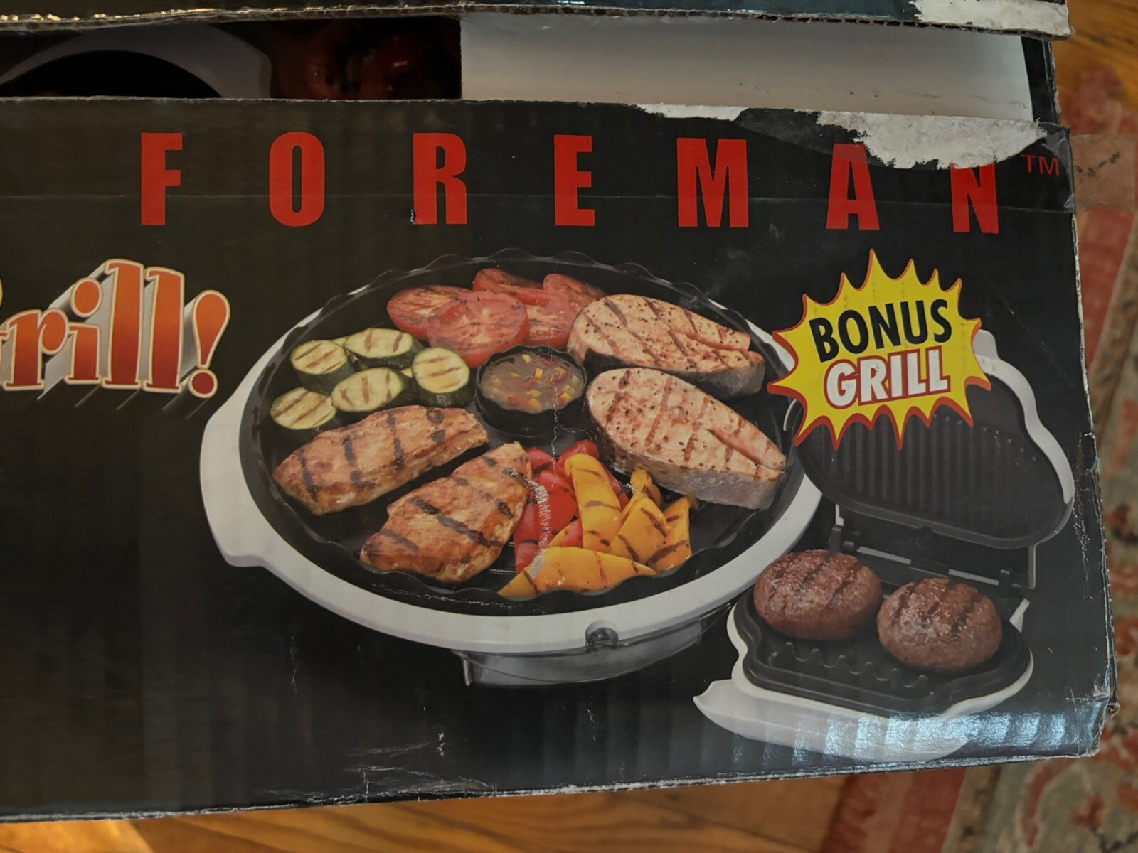 George Foreman Party Time Grill Fusion W/bonus Grill Combo NIB