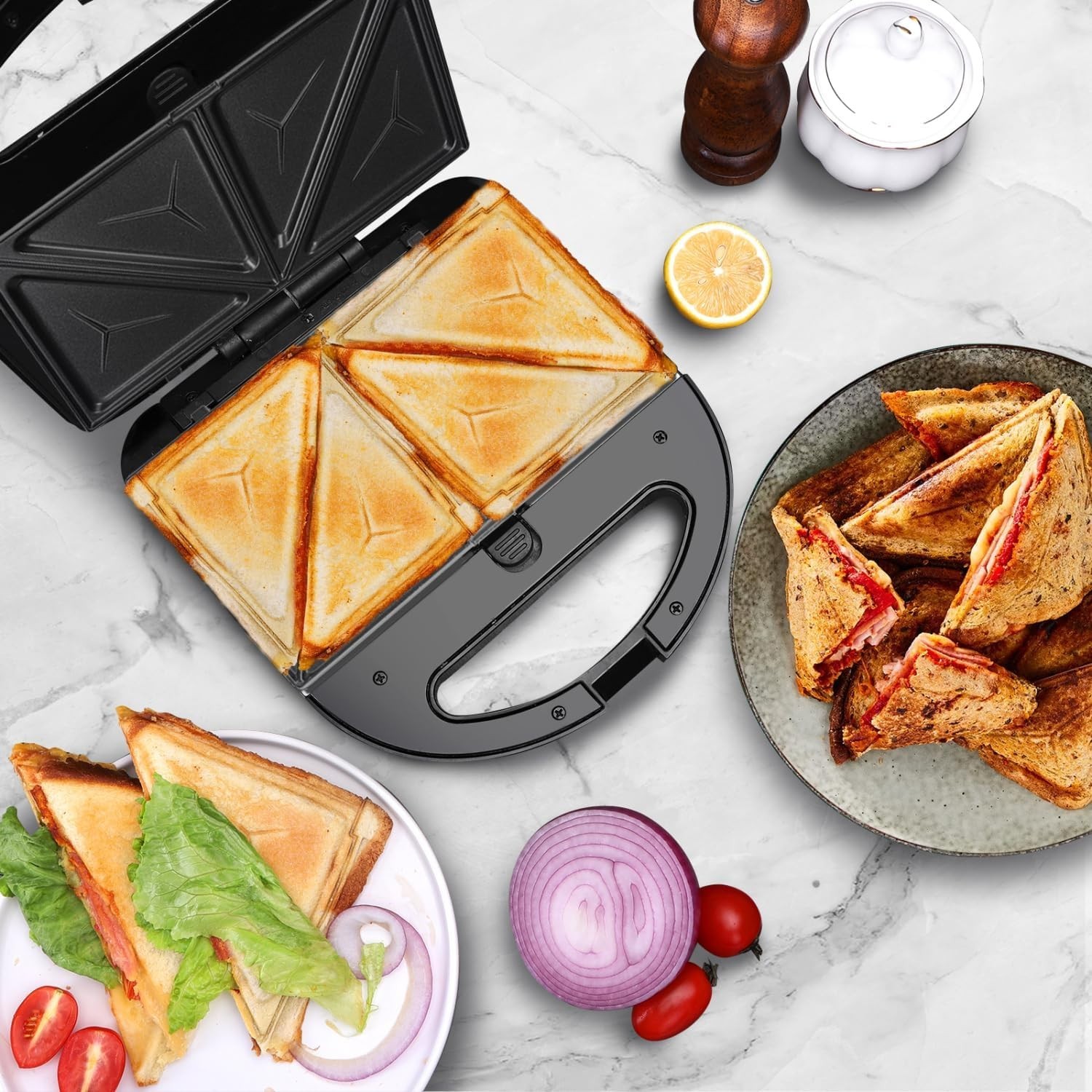 Aigostar 3 In 1 Sandwich Maker Panini Press Waffle Maker 750W