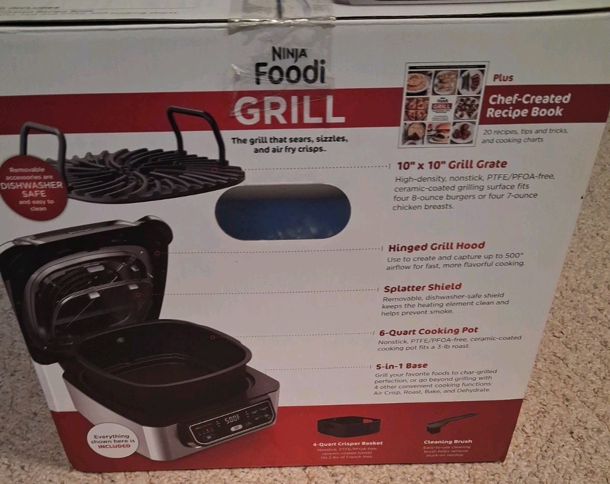 NEW! (Open Box) Ninja Foodi Grill 5-in-1 Cyclonic Grilling & Air Fryer AG302
