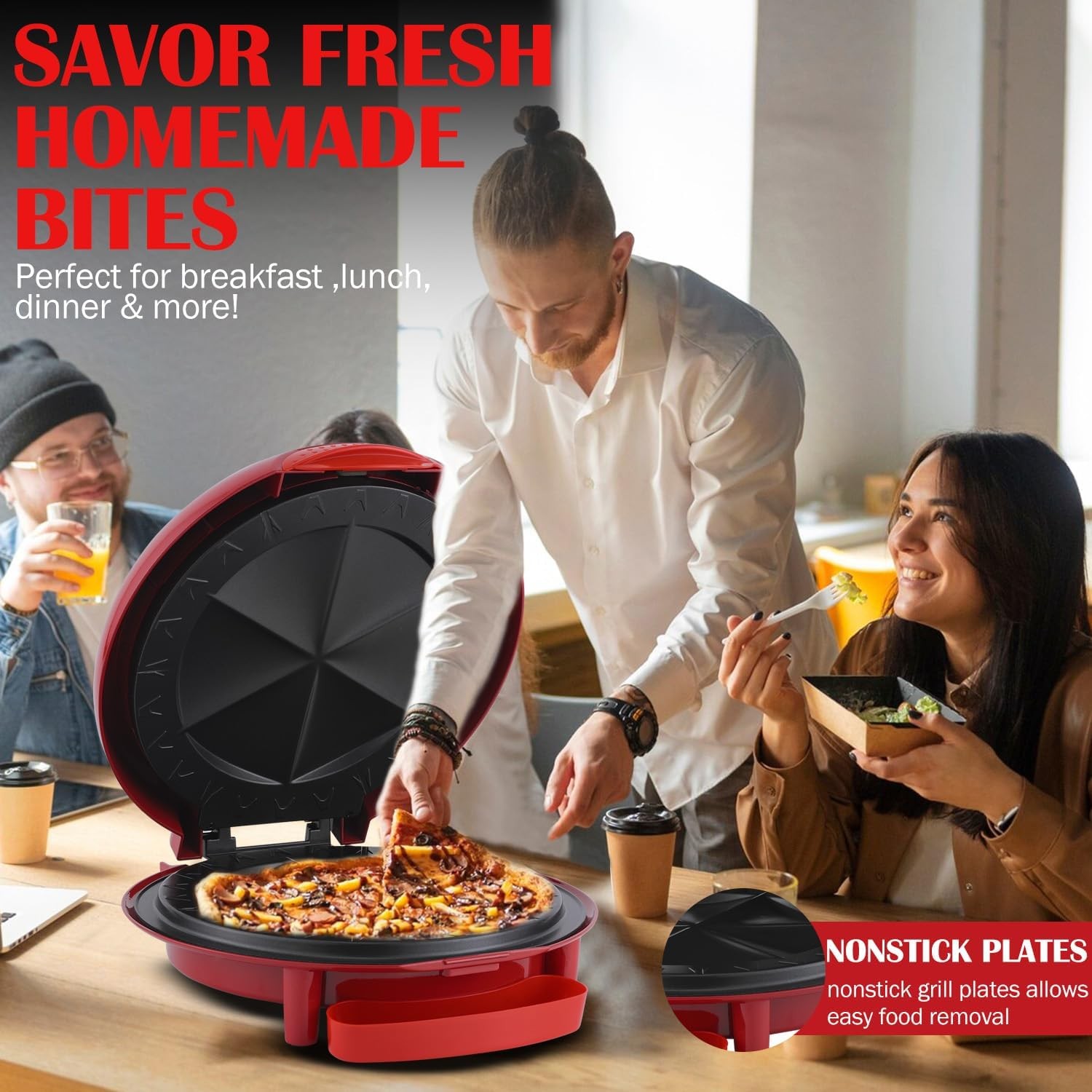 Electric Quesadilla Maker 10 Inch 6-Wedge Quesadilla Press W/ Extra Stuffing