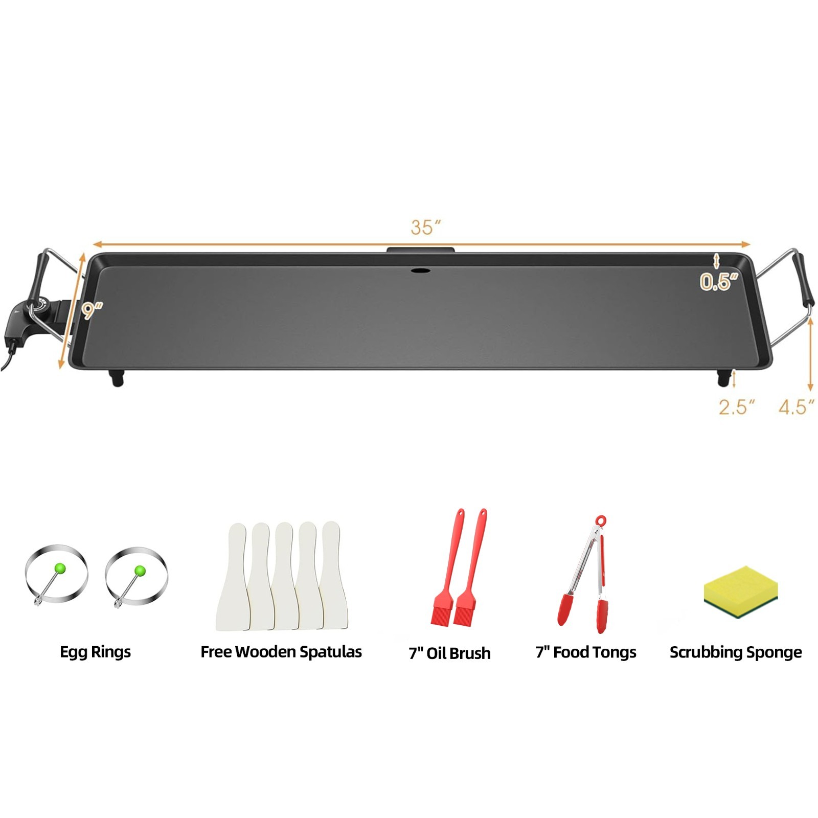 AORAN 35in Electric Teppanyaki Griddle 2000W FreeShip No Import Fee
