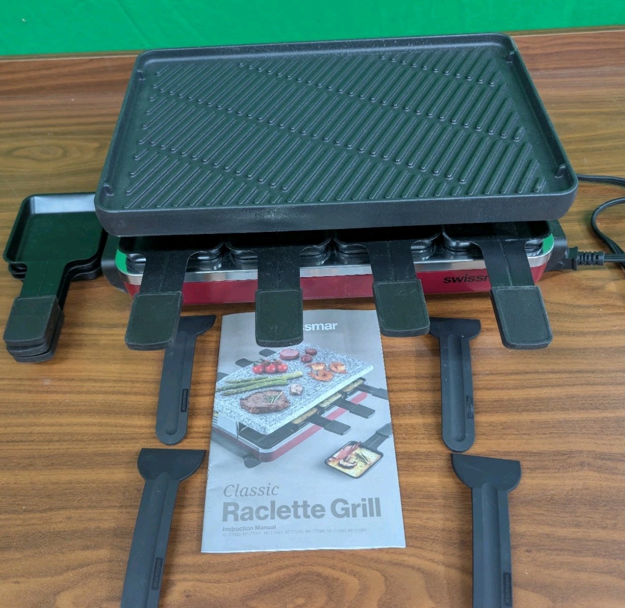 SWISSMAR 8-Person Raclette Party Grill with Cast Aluminum Grill Top KF-77041