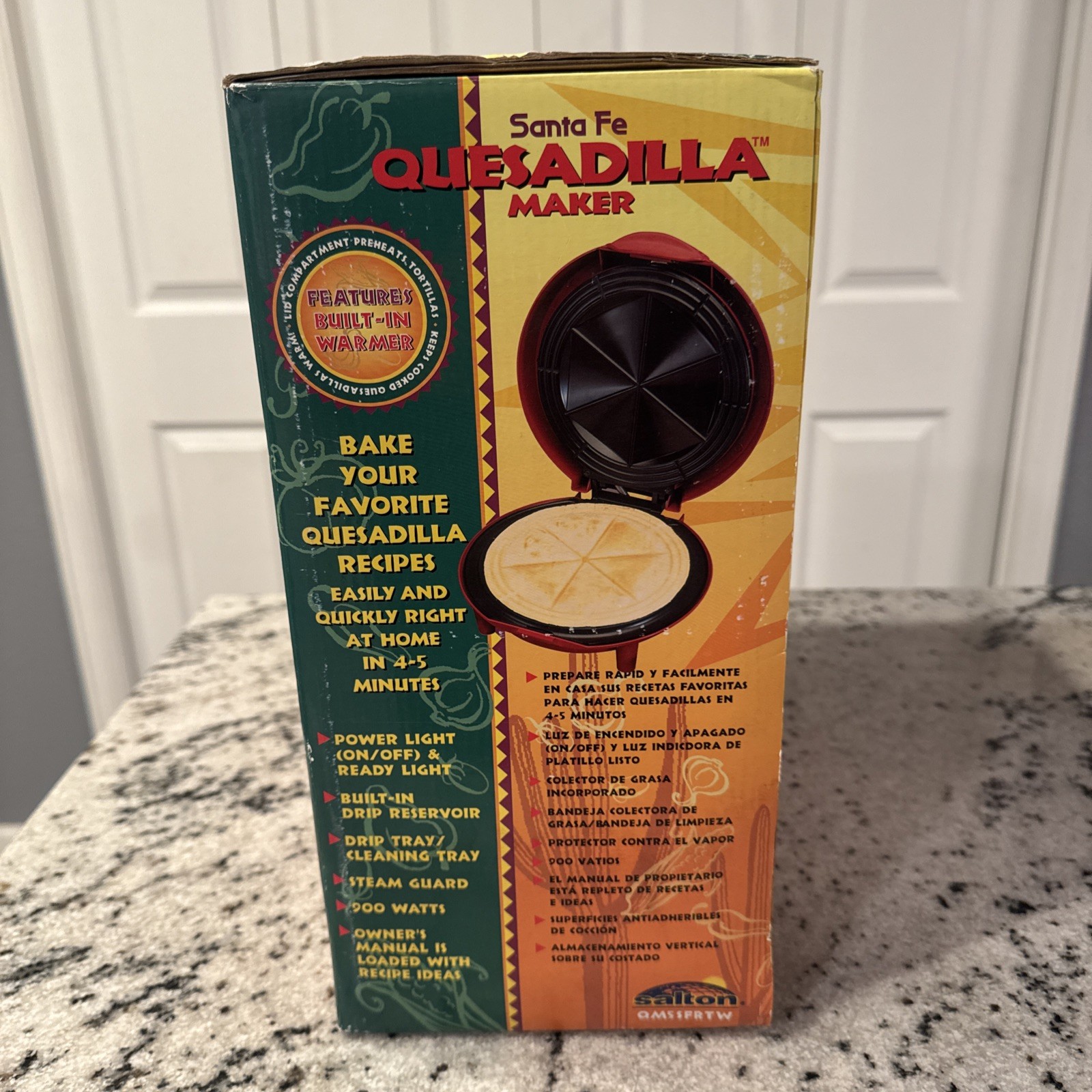 Salton Santa Fe Quesadilla Maker with Built-In Tortilla Warmer New