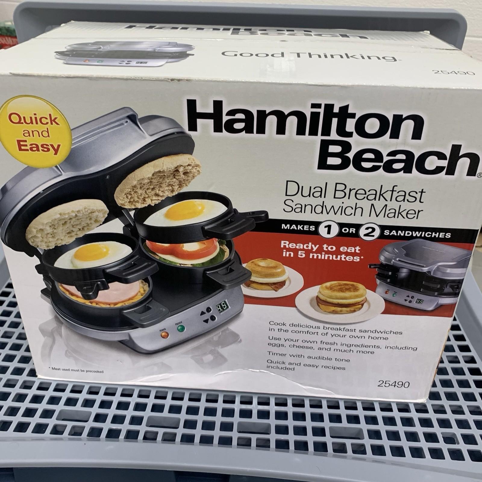 Hamilton Beach Dual Breakfast Sandwich Maker Silver Matte 1200 W Non-Stick Timer