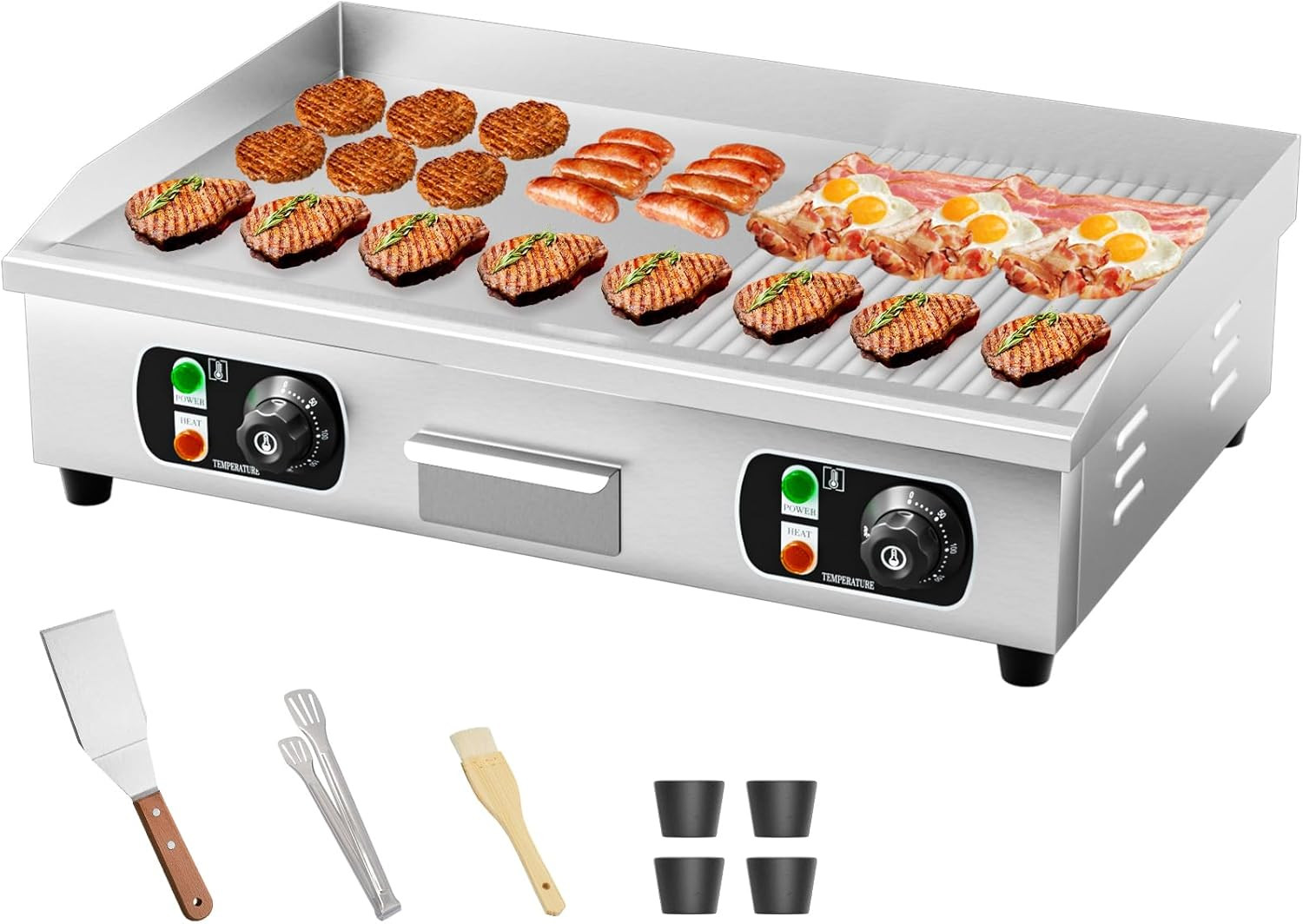 29″ Commercial Electric Countertop Griddle,110V 3000W Flat Top Grill Hot Plate B