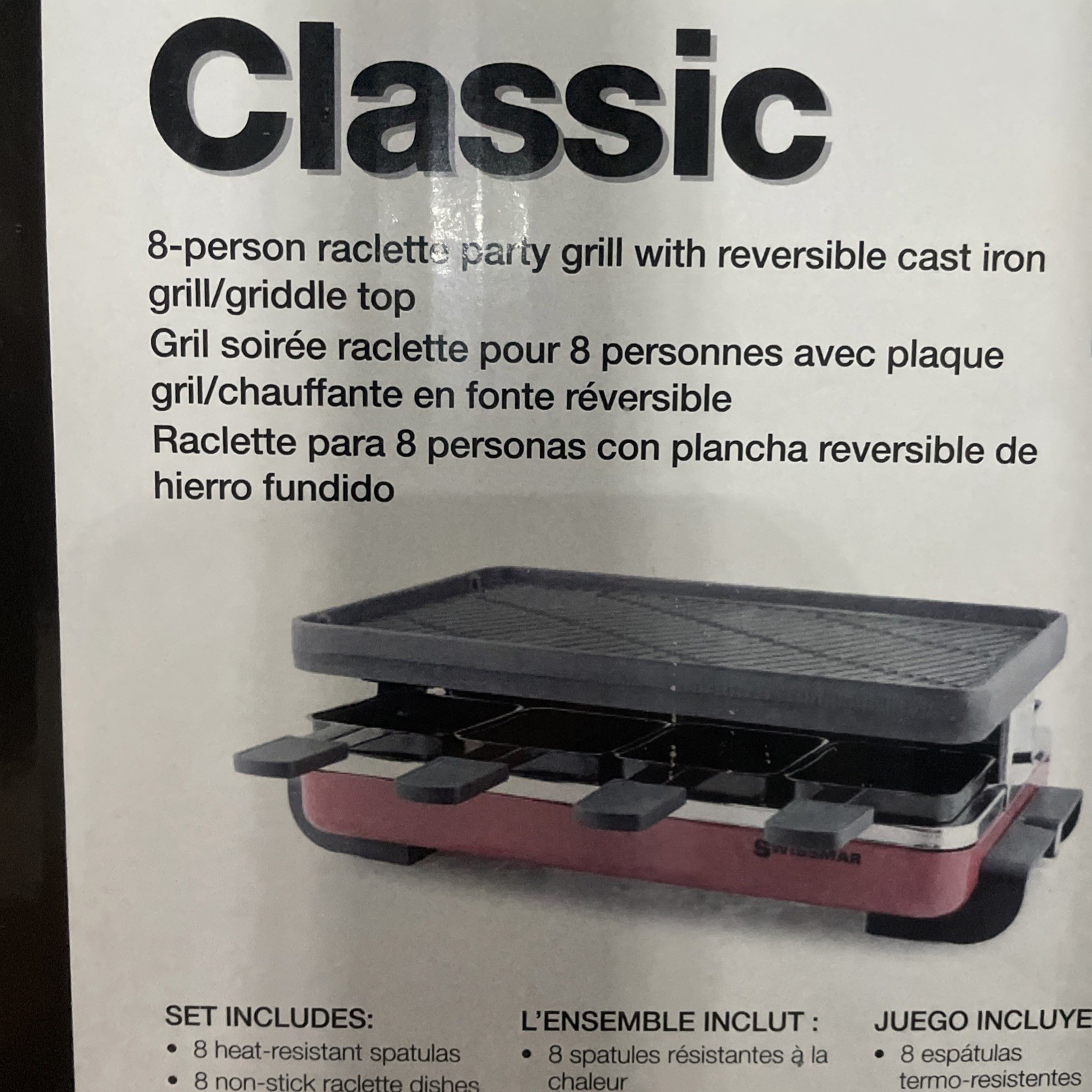 Swissmar Classic 8-Person Raclette Grill KF-77041 1200W Non-Stick Cast Aluminum