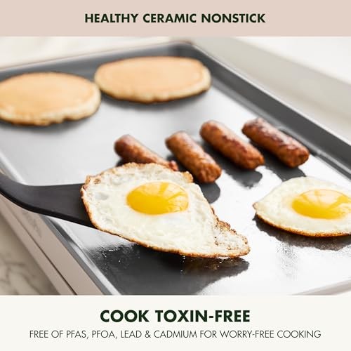 GreenPan 10.5 x 20 Electric Griddle Healthy Ceramic Nonstick Countertop Cooking