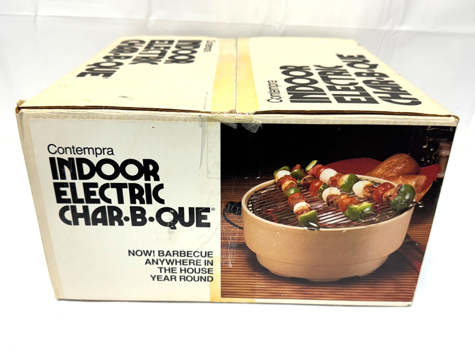 NEW Vintage CONTEMPRA Electric Indoor Smokeless Counter-Top Grill ECB-25, Almond