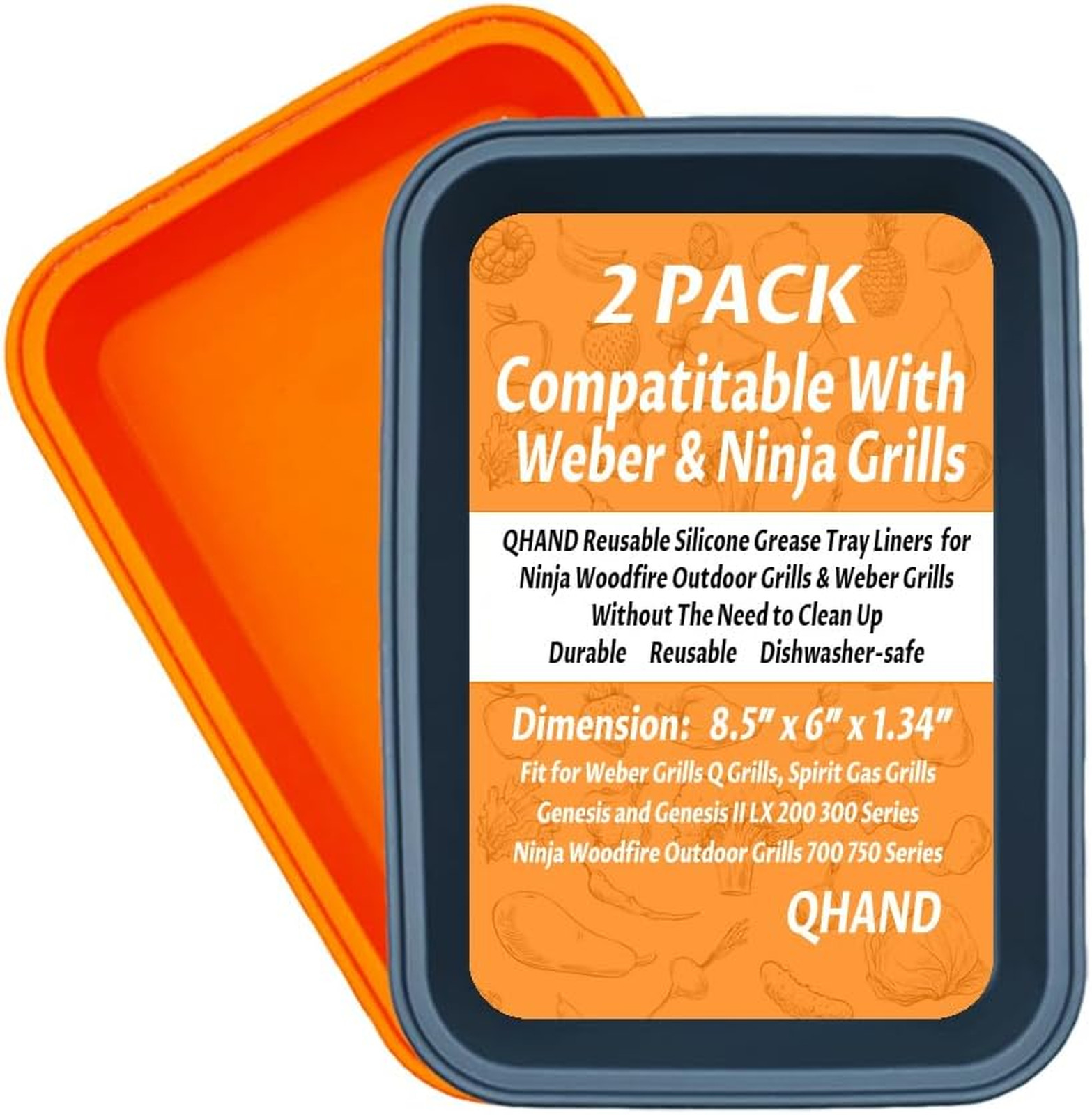 Grill Drip Pans Silicone Reusable Liners for Weber Genesis Spirit Q Series Ninja