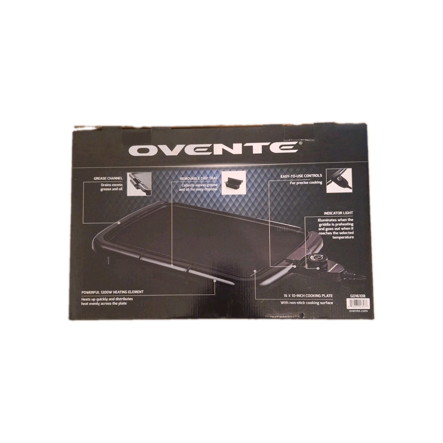 OVENTE Electric Griddle with 16 x 10 Inch Flat Non-Stick Brand New In Box