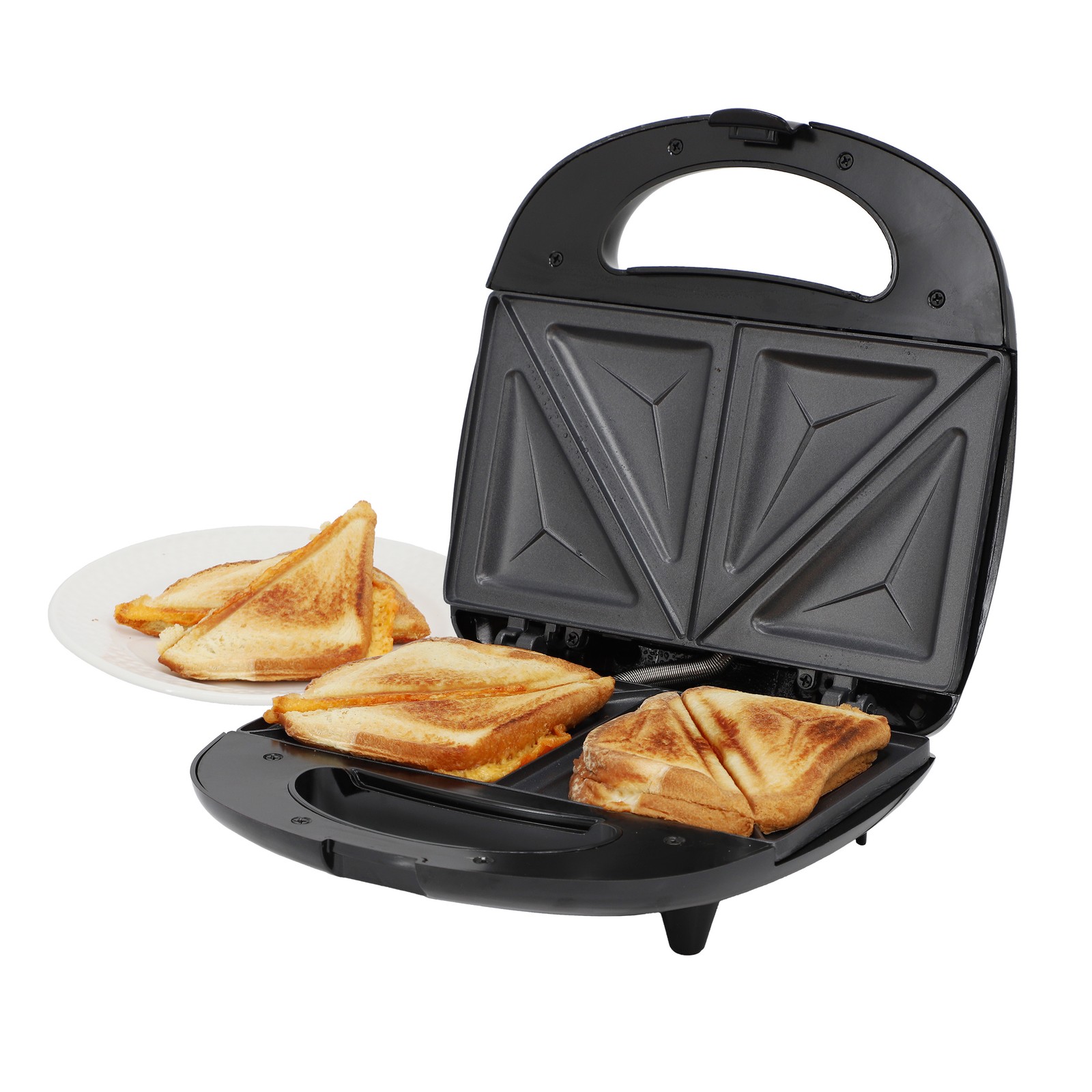 MegaChef Electric Compact Aluminum Nonstick Sandwich Maker in Black MC-SLS1003