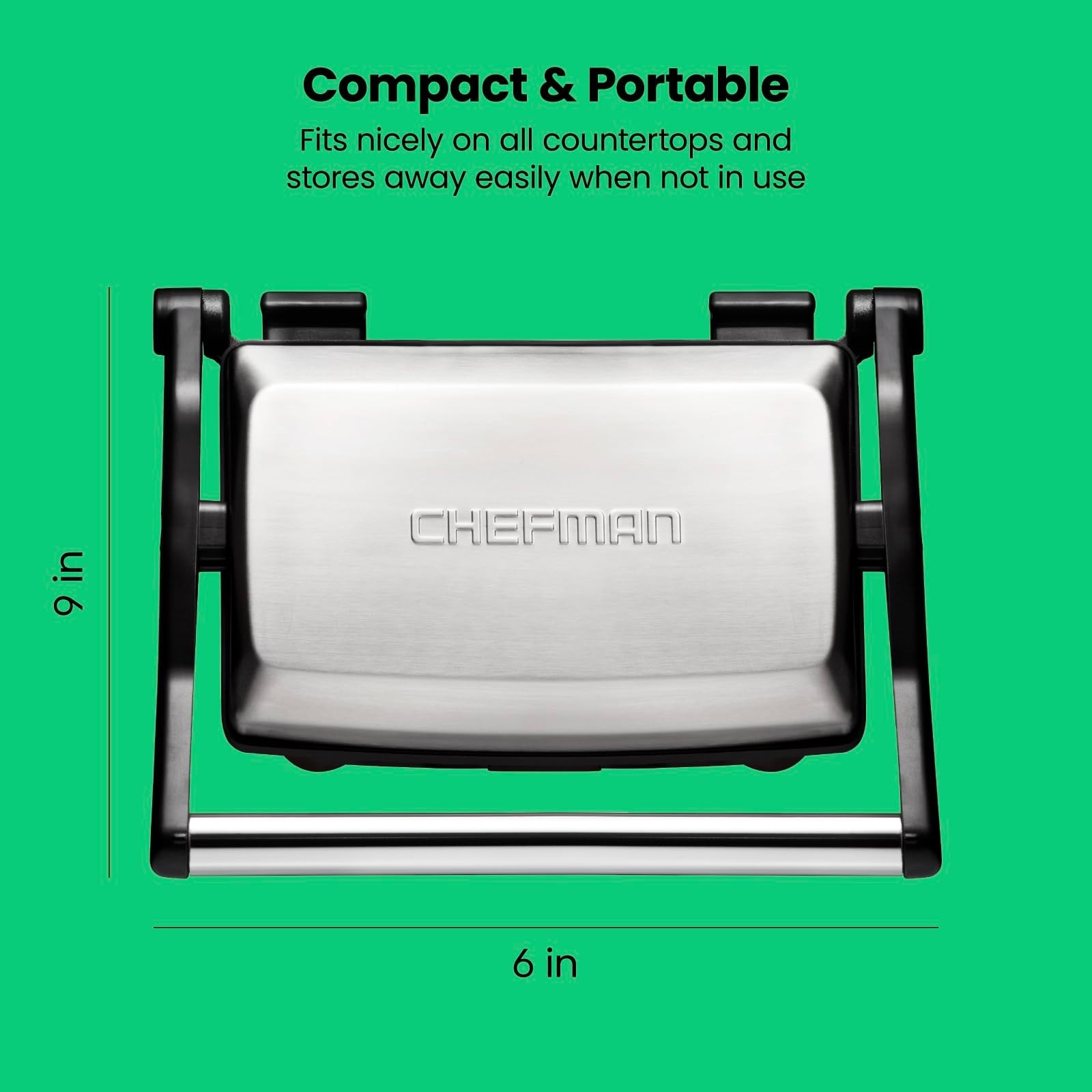 Compact 2-Slice Electric Panini Press Grill, Non-Stick Plates, 180° Open, Dishwa