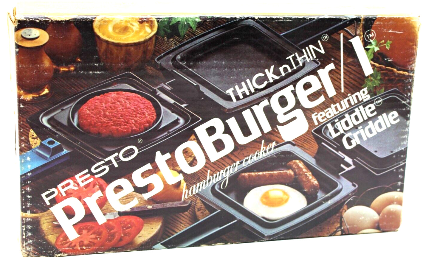 Vintage PRESTO Prestoburger 1 Cooker Grill Liddle Griddle #01/PB1 New Open Box