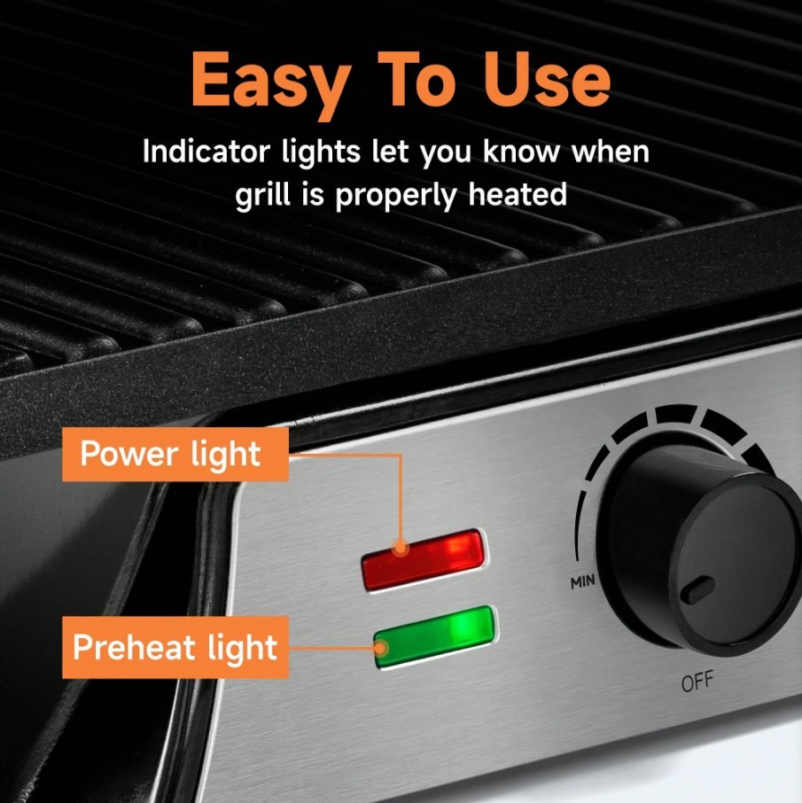 Electric Panini Press Grill Sandwich Maker Ceramic Coated Countertop Black